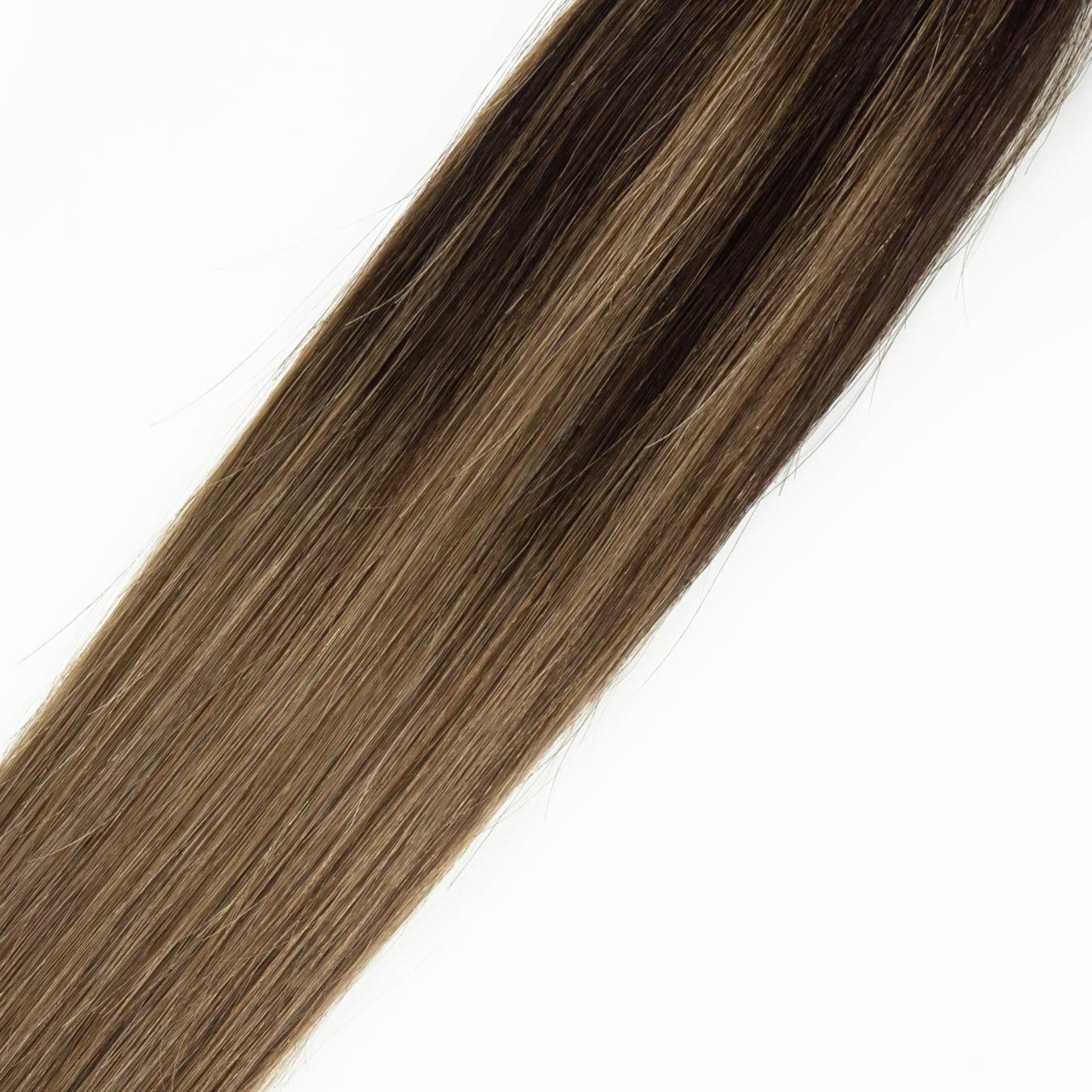 Loxxy Tape In Hair Extensions Natural Hair Dip Dyed Balayage #2-6 Darkest Brown Mixed With Medium Brown Double Sided Seamless Pu