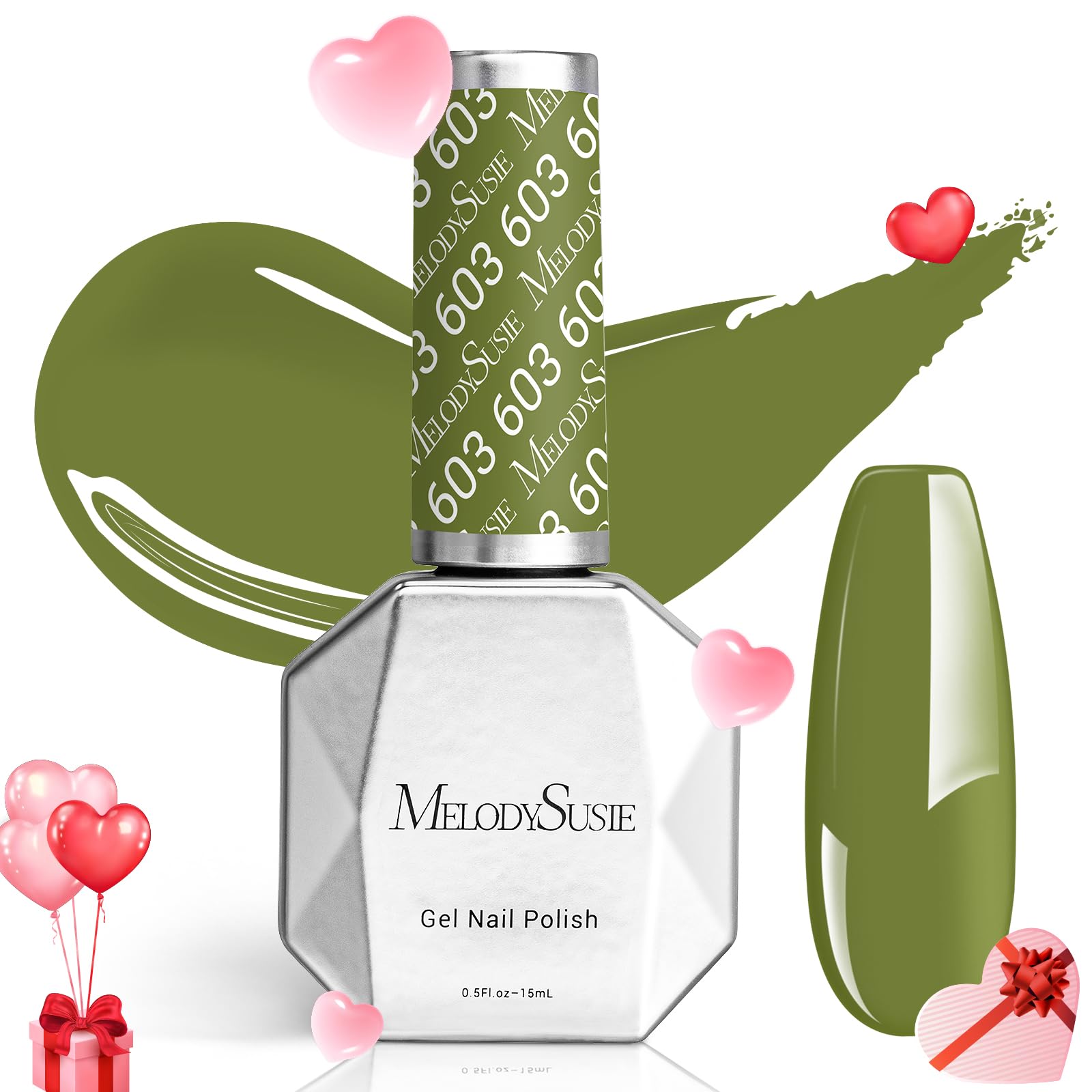 MelodySusie Green Gel Nail Polish,0.5fl oz Nails Soak Off UV LED Oliver Green Gel Polish Gift for Women Nail Art Manicure Salon 