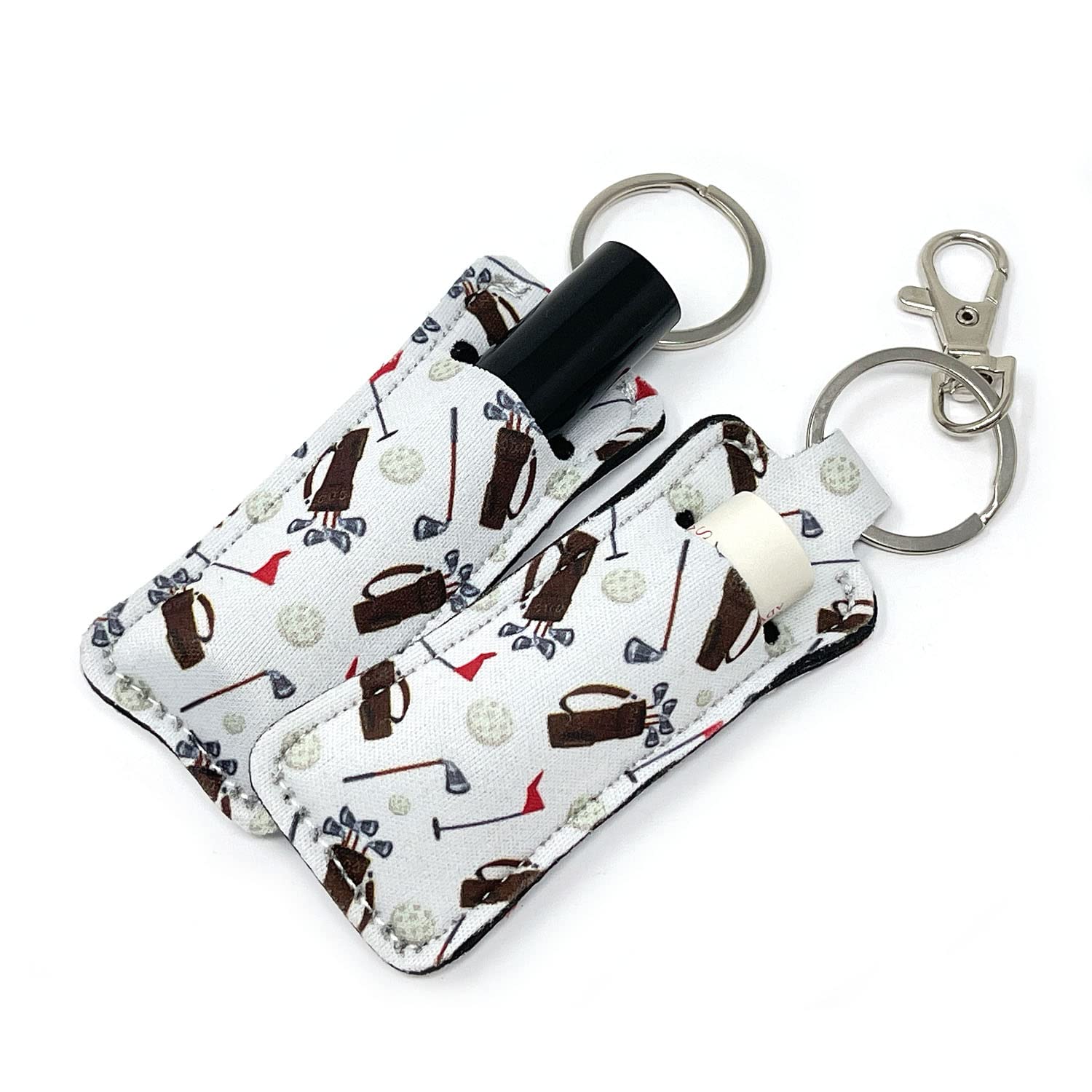 allydrew 10 Pack Chapstick Holder Keychain, Keyring for Lip Balm Lip Gloss Lipstick with 10 Pieces Metal Keyring Clasps, Golf