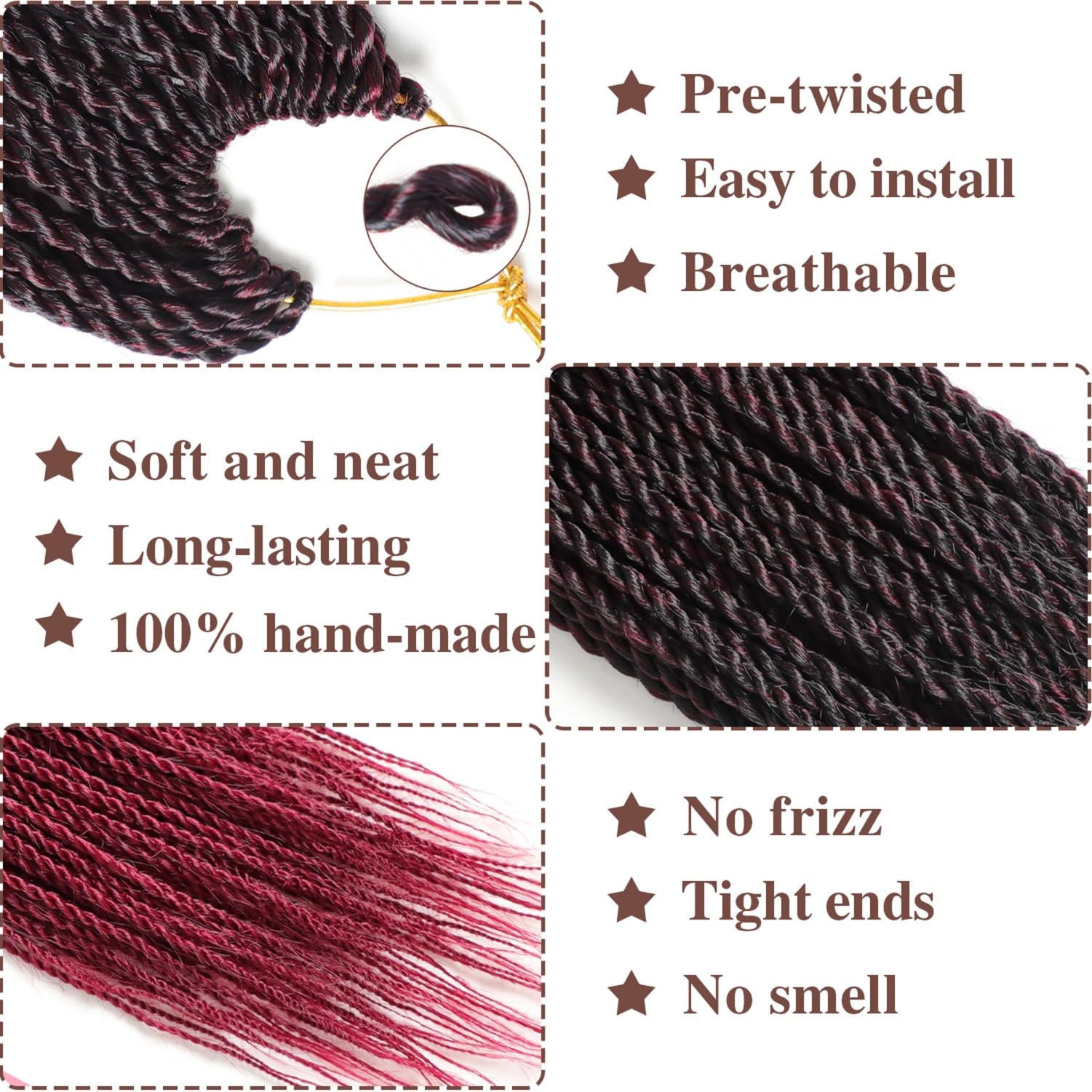 Red Crochet Hair For Black Women 14 Inch Senegalese Twist Crochet Hair 8 Packs Short Crochet Hair Small Twist Crochet Hair Pretw