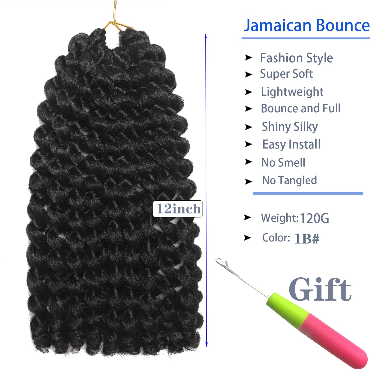 12Inch Jamaican Bounce Crochet Hair 3 Packs 2X Ringlet Wand Curl Crochet Hair Synthetic Curly Crochet Hair Extensions Medium Sho