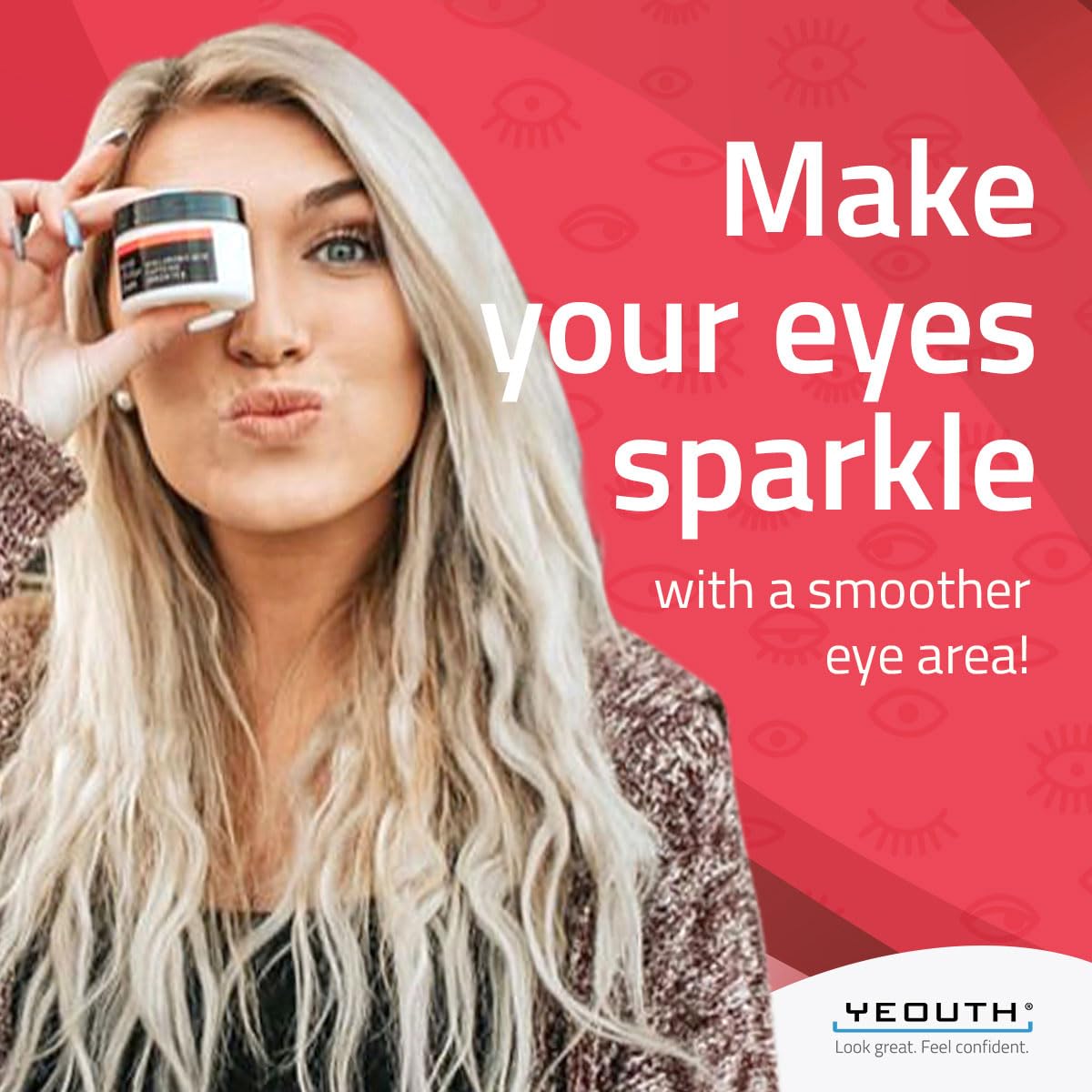 Yeouth Retinol Eye cream with Hyaluronic Acid, Hydrating Under Eye cream for Dark circles and Puffy Eyes, Anti Aging Eye cream,