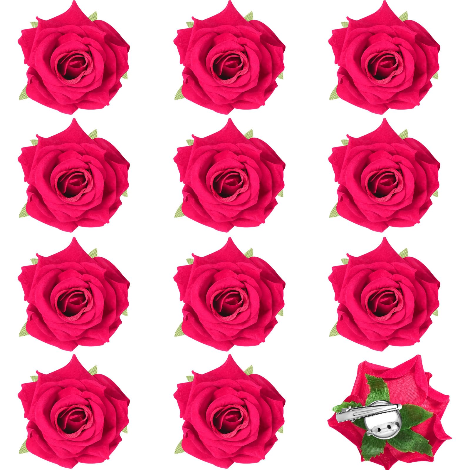 Yilloog 12 Pack Rose Hair Clip Flower 2.8 ' ' Hairpin Floral Brooch Floral Hairclips Mexican Flowers Hairpin Party Supplies for 