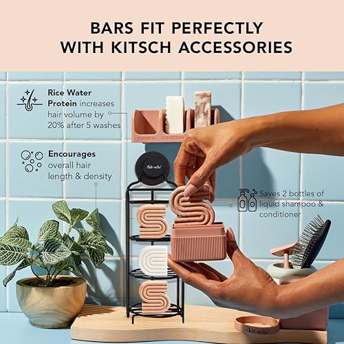 Kitsch Rice Bar Shampoo And Conditioner Bar For Hair Growth  Made In Us  Holiday Gift  Rice Shampoo Bar & Conditioner Bar For St
