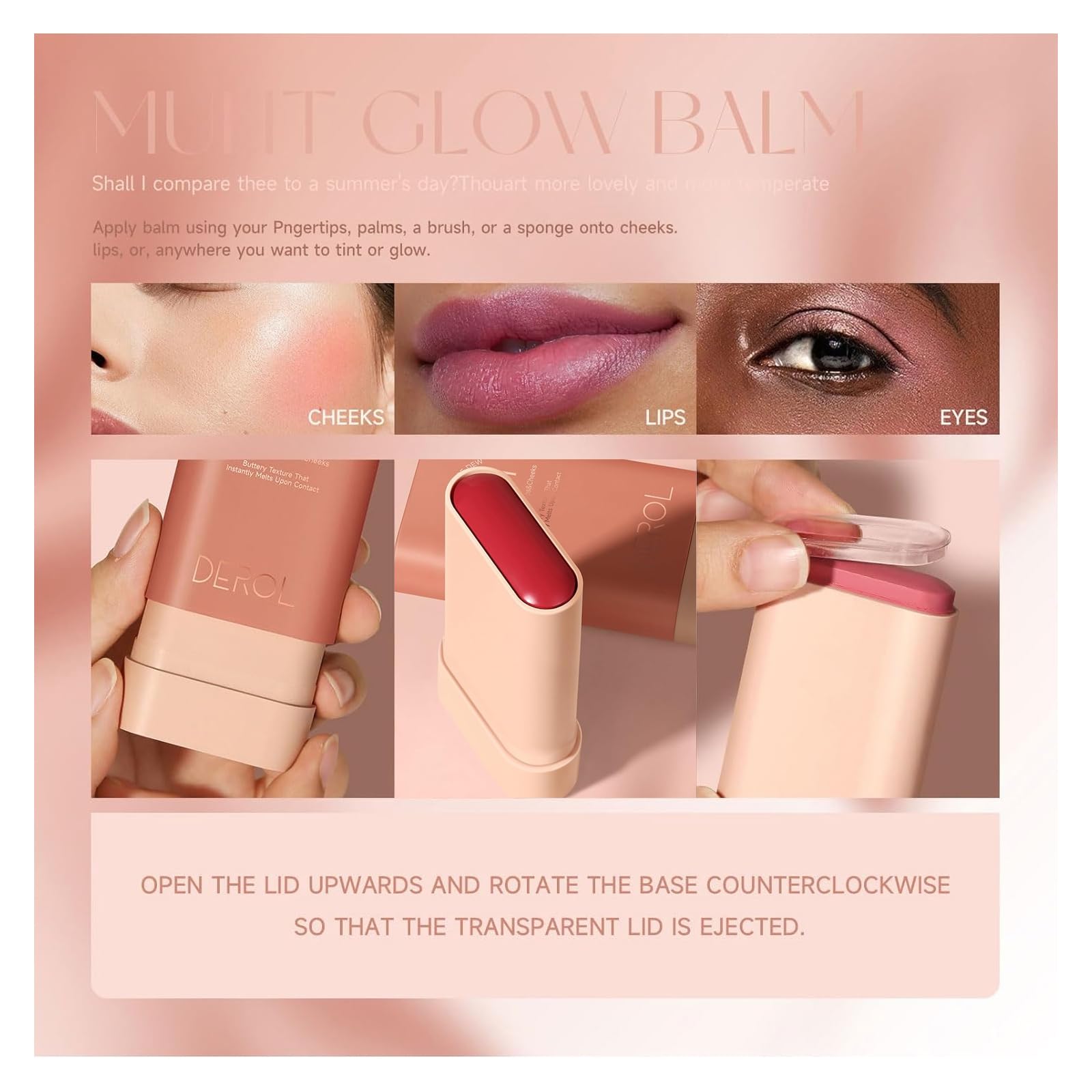 Swetiyou Blush Stick For Cheeks And Lips, On-The-Go Glow Blush, Hydrating Solid Cheek Tint, Multi-Use Blush Makeup Stick, Tinted