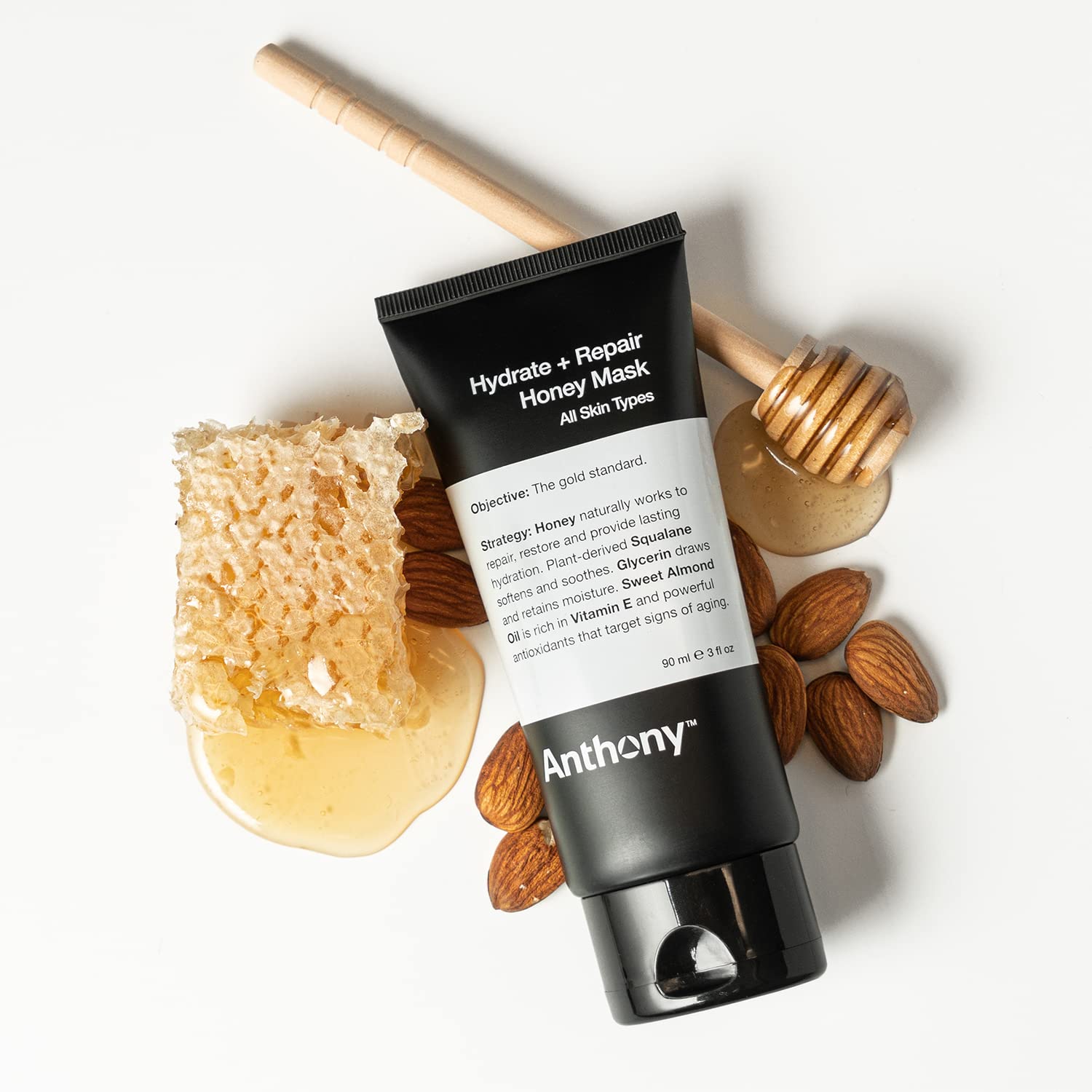 Anthony Hydrate + Repair Honey Mask, Stimulates Your Skin and Opens Pores with Honey, Vitamins C & E, Glycerin, Sweet Almond, Sq
