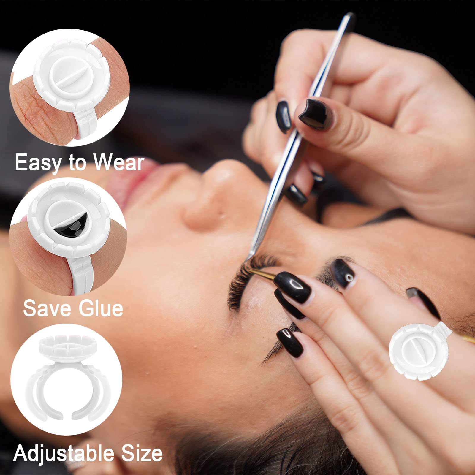 Glue Rings For Eyelash Extensions, 400 Pcs Glue Rings Lash Ring For Glue, Smart Lash Glue Ring Holder Blooming Eyelash Glue Hold