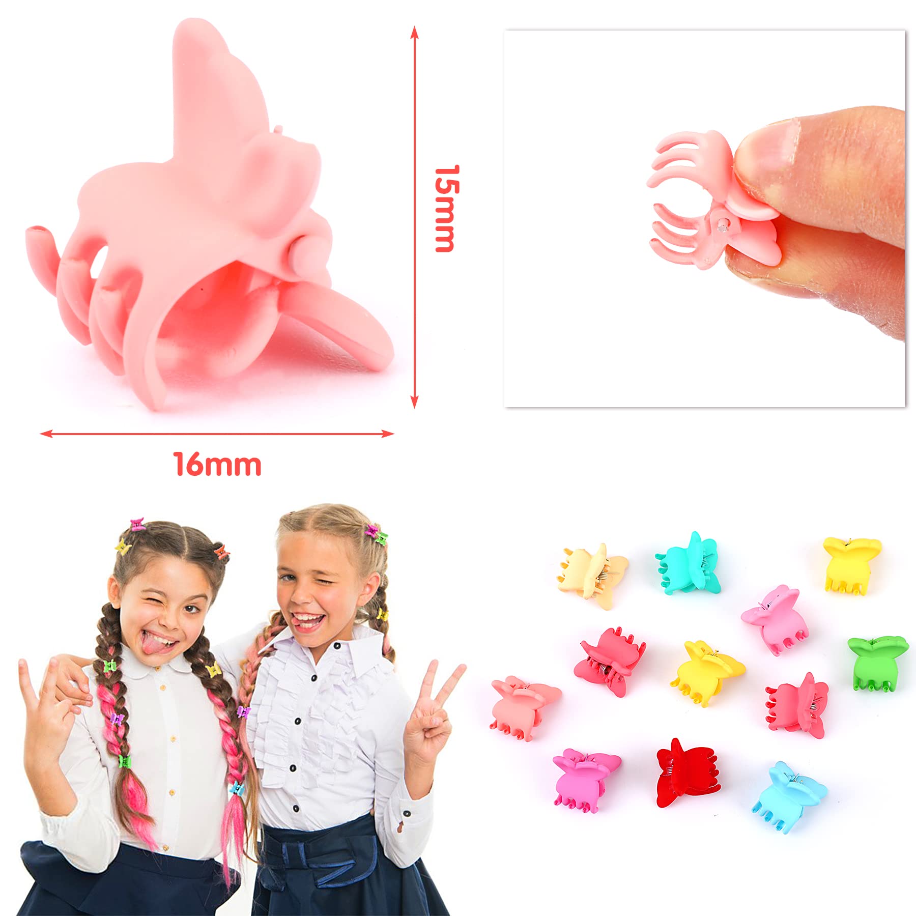 Janyun 50 Pcs Colorful Mini Hair Claw Clips Clamps Accessories For Baby Toddler Girls Decorative Bun Thin Hair (Wing)