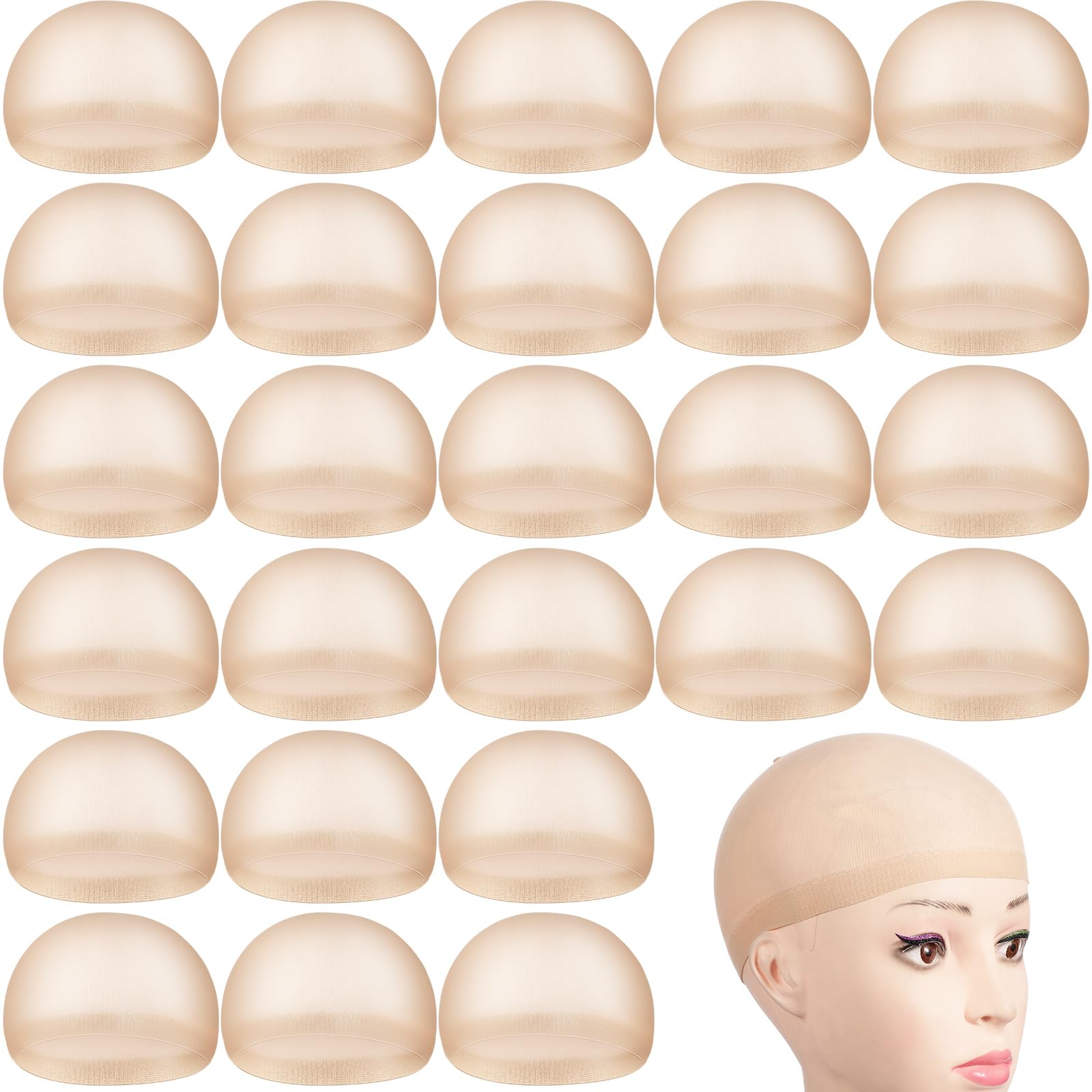 Waydress 200 Pcs Wig Cap Elastic Medium Nylon Stocking Caps Stretchy Stocking Wig Caps Secure Your Hair, Lightweight, Breathable