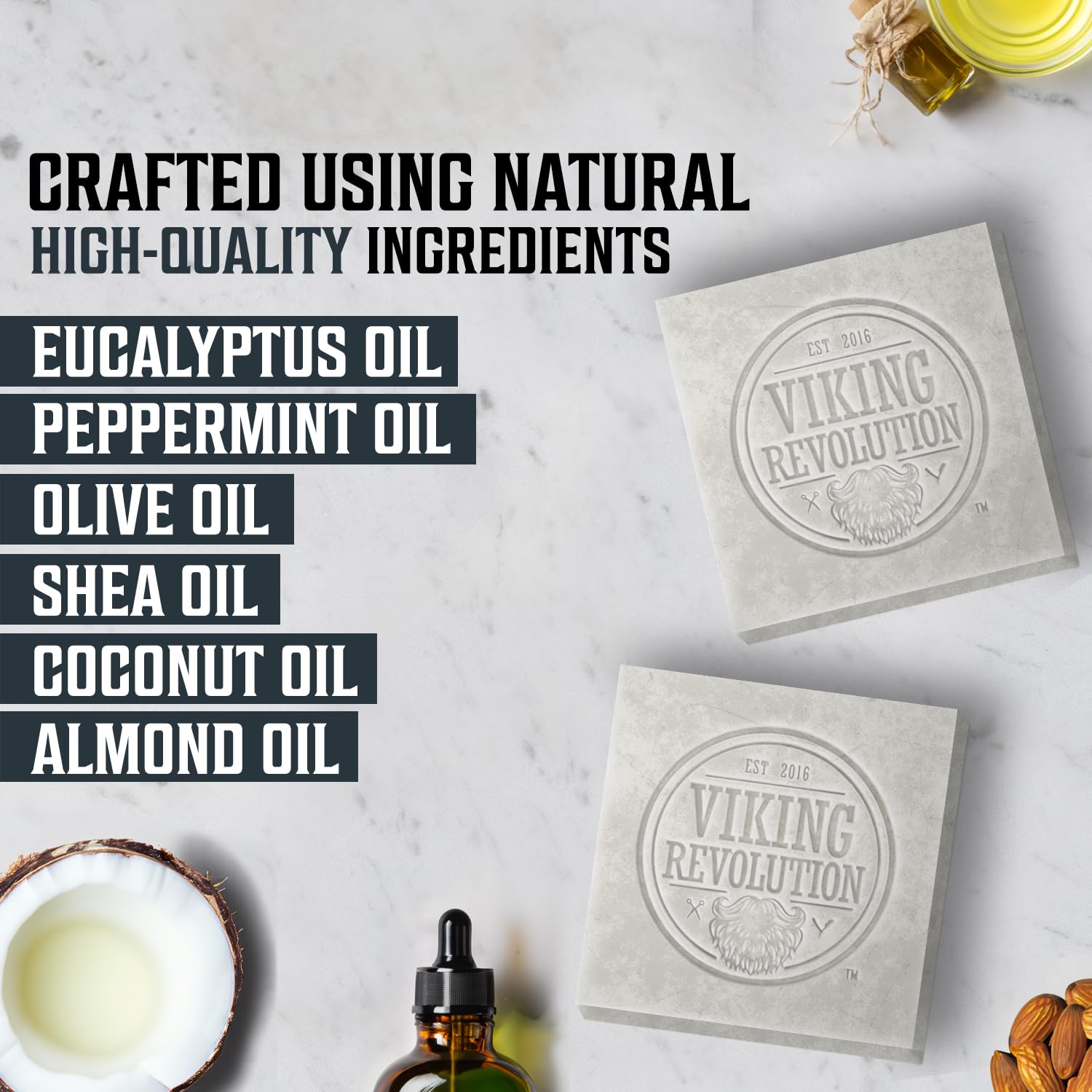 Viking Revolution Peppermint Natural Soap For Men - Eucalyptus Mens Soap Bar With Essential Oils Cold Pressed Bar Soap For Men -