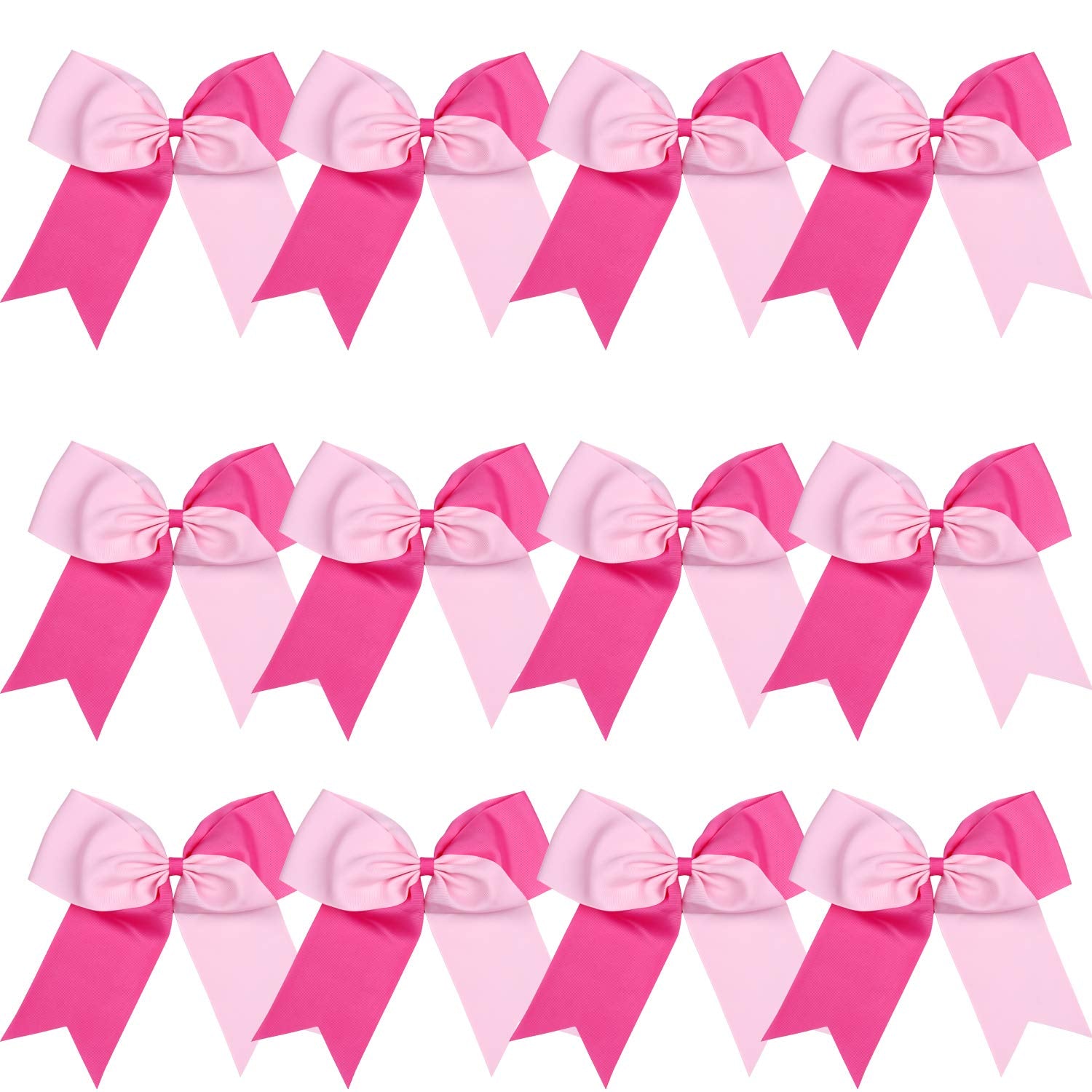 8 Inch 2 Colors Jumbo Cheerleader Bows Ponytail Holder Cheerleading Bows Hair (Pink/Hot Pink)
