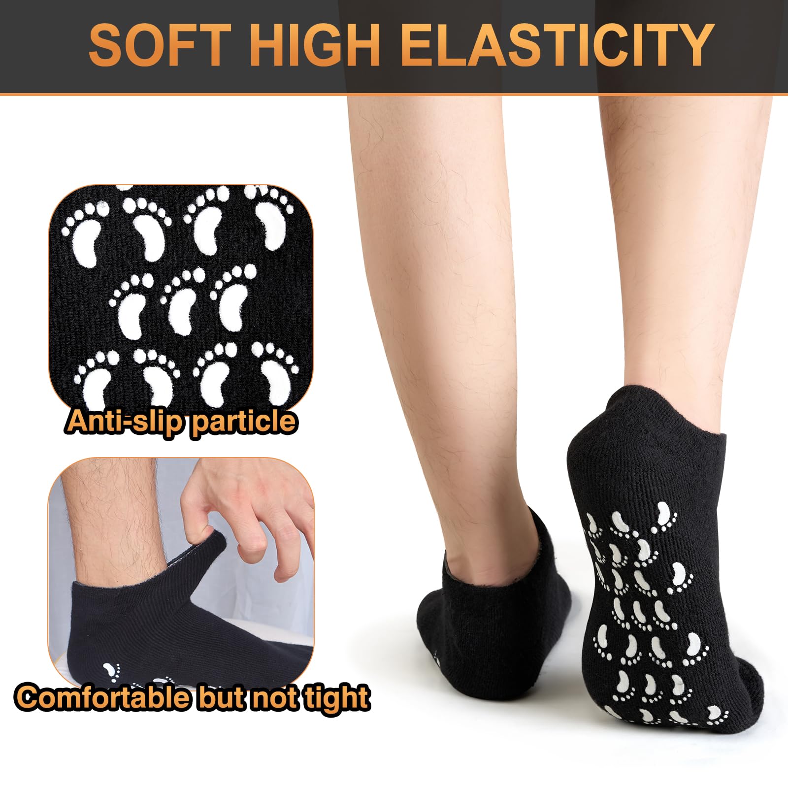 MoyRetty Moisturizing Silicone Socks for Men (Medium), Black, Ultimate Aloe-Infused Gel for Home Use (M-1pair)