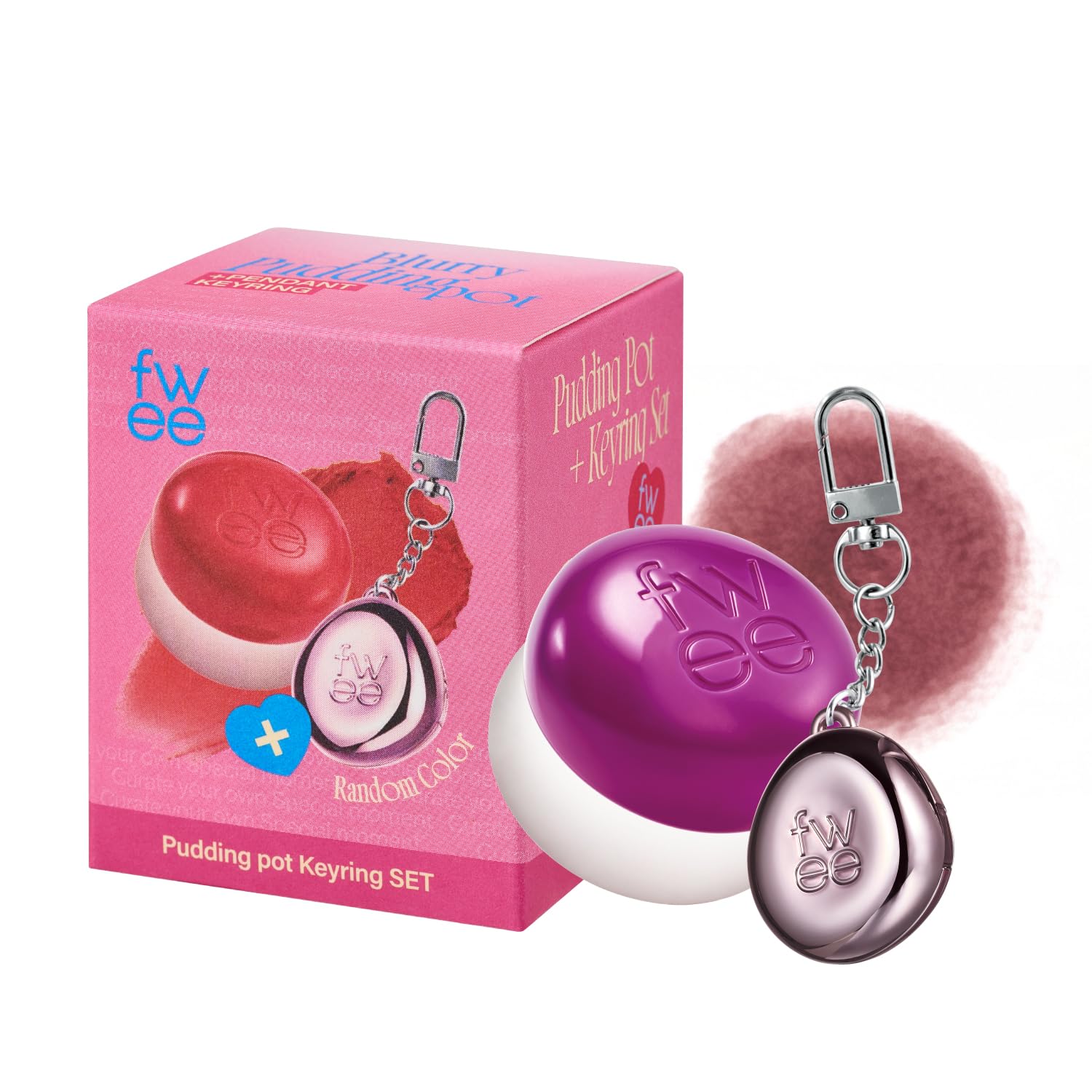 fwee Lip&Cheek Blurry Pudding Pot + Pendant Keyring | Slayyy | Random Colored Keyring | Makeup Blush, Buildable Lightweight, Mul