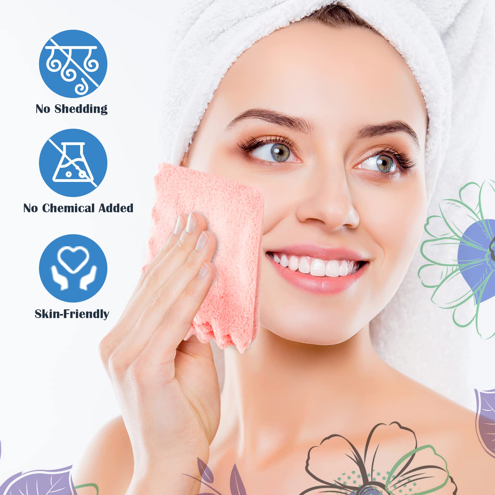 Orighty Makeup Remover Cloths, Cleansing, Reusable, Soft & Washable Coral Fleece Microfiber Washcloths / Towel For Face, Eye, Li