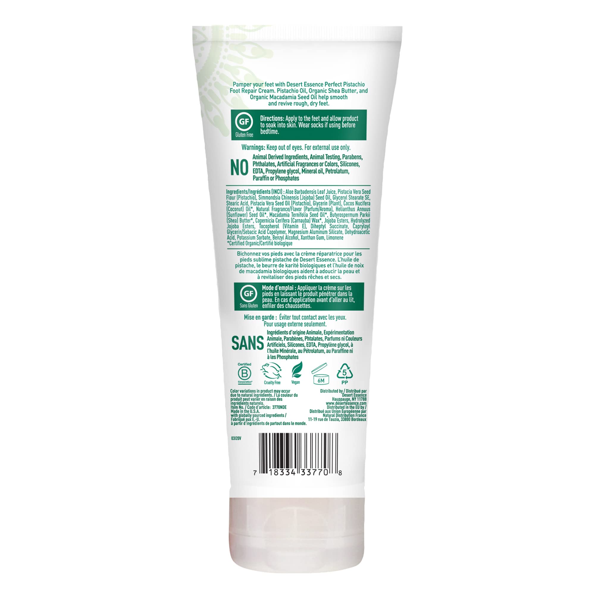 Desert Essence Organic Foot Repair Cream Pistachio - 3.5 fl oz