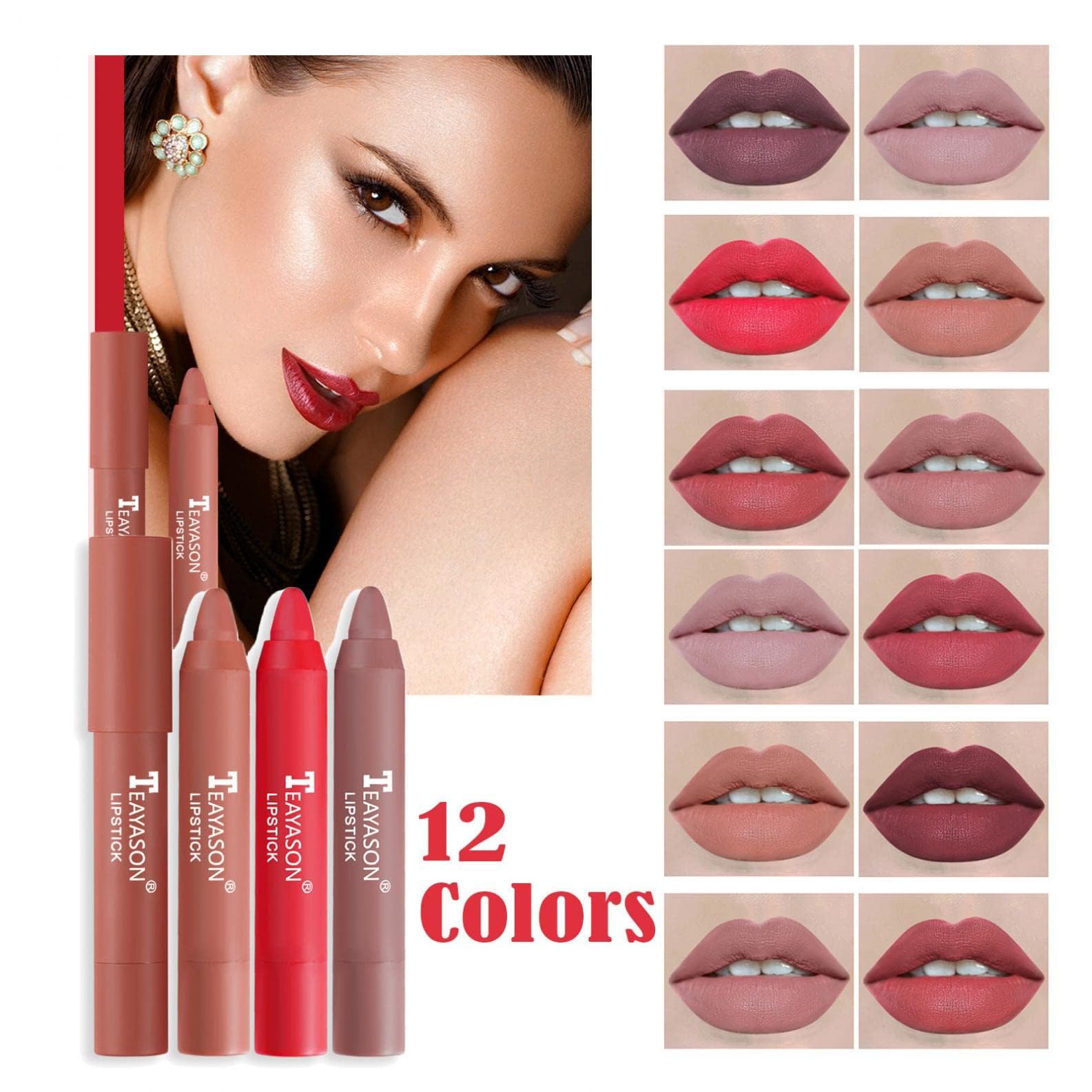 Agrifilm Matte Velvet Lipstick Lip Crayon Nourishing Non-Stick Cup Lip Stain Lip Gloss,Long-Lasting Waterproof Lip Stick Lip Mak