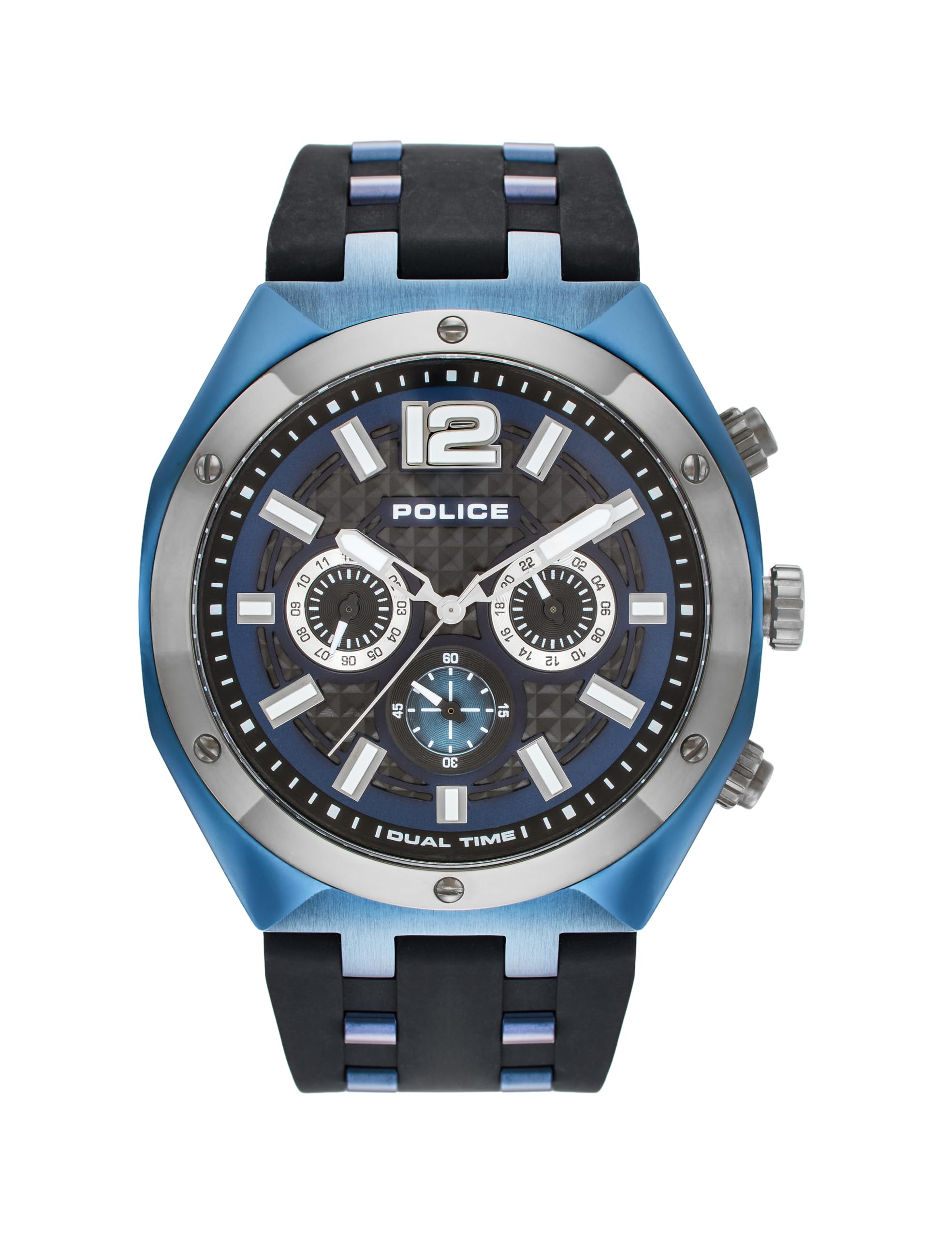 Police Quartz Multifunction Black Dial Silicone Strap Watch For MenPlpl15995Jsblu03W