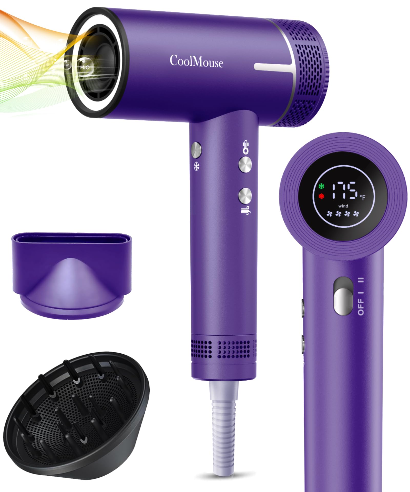 High-Speed Ionic Hair Dryer: 160000 RPM Brushless Motor Fast Drying Low Noise Thermo-Control Hairdryer,500 Millions Negative Ion