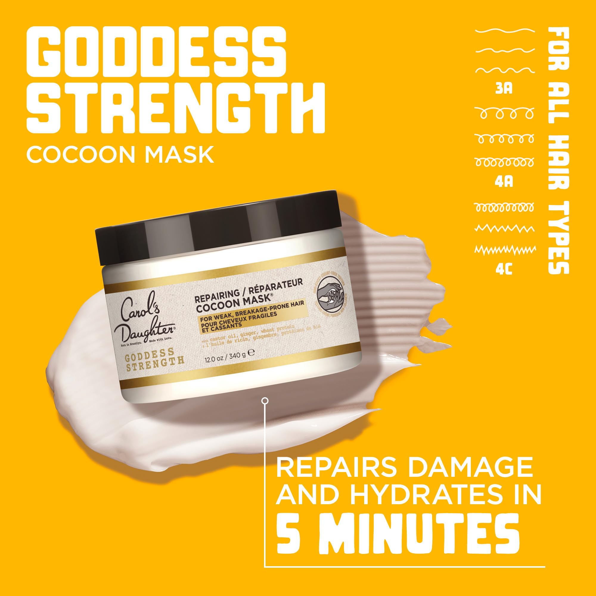 Carol'S Daughter Goddess Strength Repairing Cocoon Hydrating Hair Mask For Wavy, Coily And Curly Hair, Hair Treatment With Casto