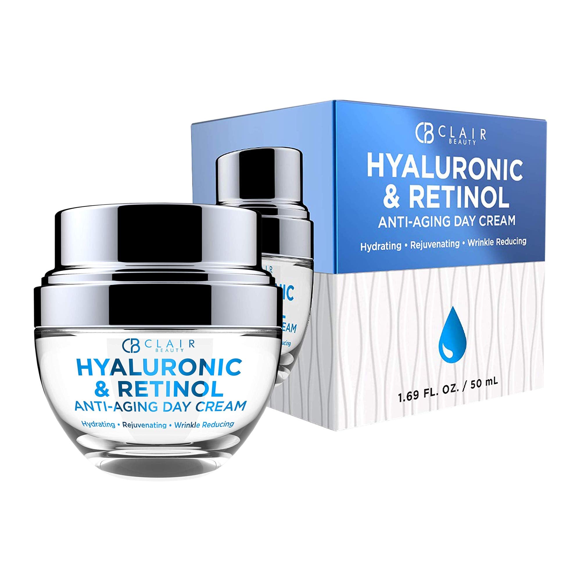 Clear Beauty Hyaluronic Acid & Retinol Daily Face Moisturizer - Reduce Wrinkles, Fine Lines & Hyperpigmentation, Hydrating Day C