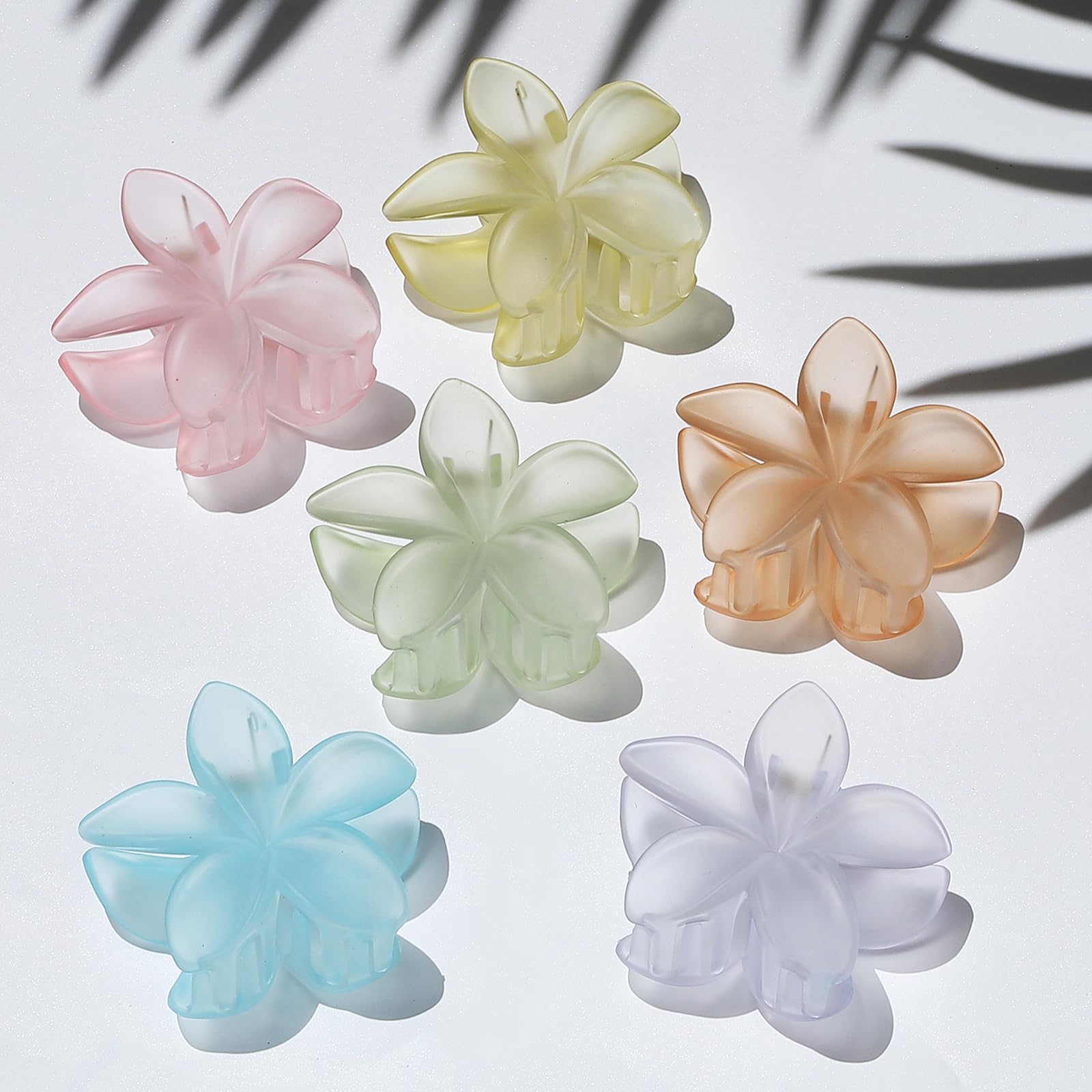 Sisiaipu Hawaiian Flower Hair Clips For Women 6 Pack Flower Hair Claw Clips Plumeria Claw Clips For Thin Hair Large Claw Clips F