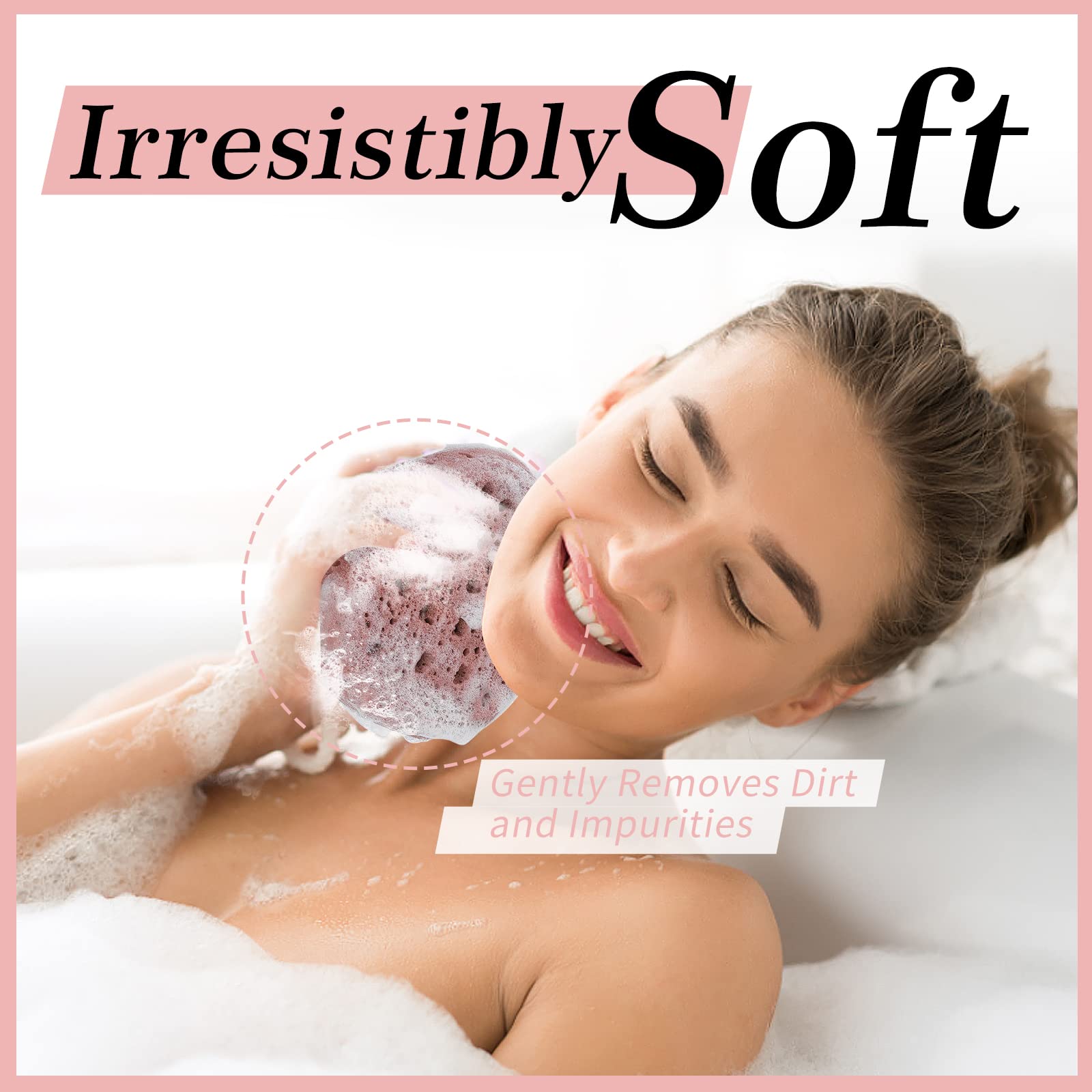Kecuco 3 Pcs Bath Sponge For Women, Men, Teenager, Body Wash Sponges Loofah Body Scrubber Shower Sponge, 3 Colors & Large Size S