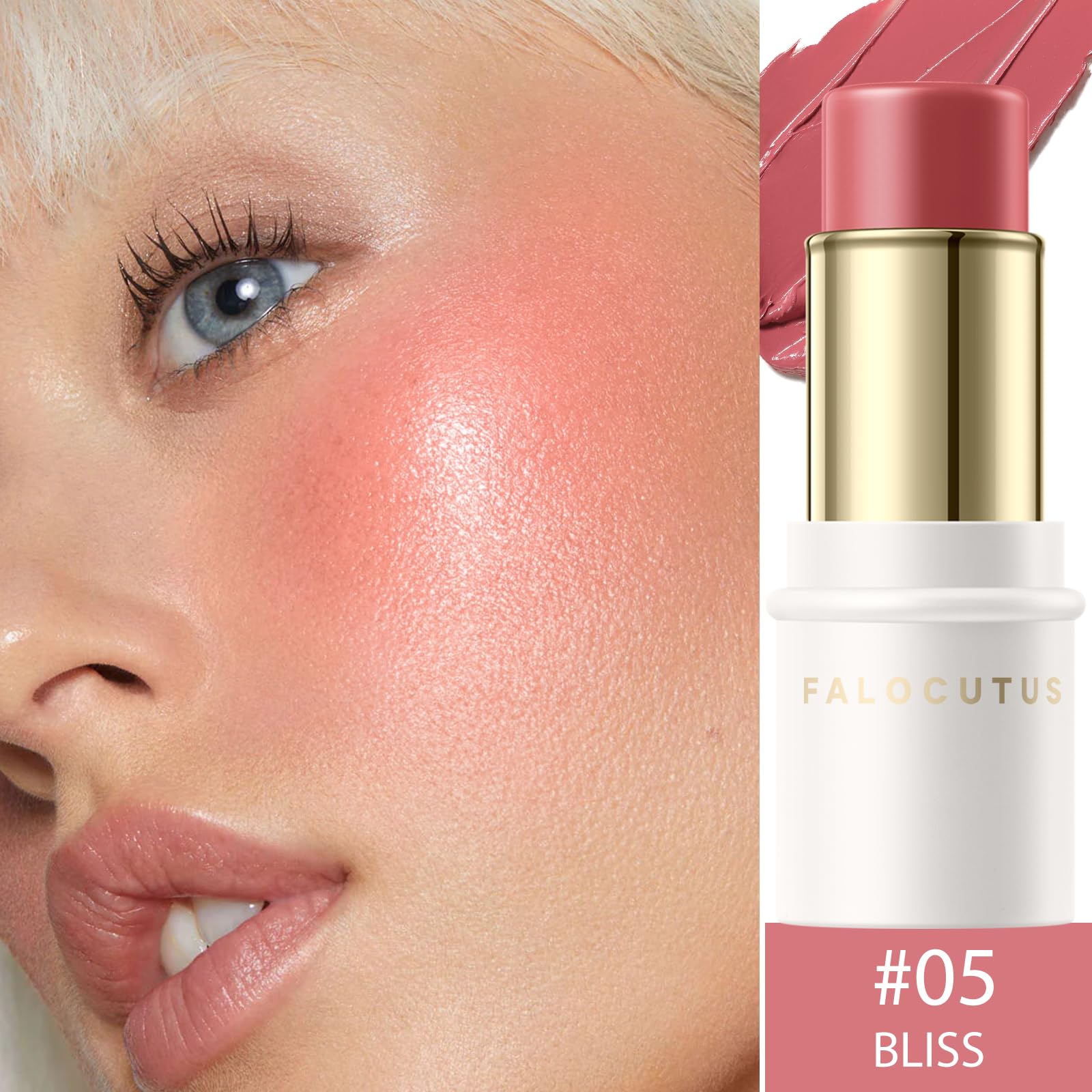 Falocutus 2Pcs Cream Blush Makeup Stick,Monochromatic Multi-Stick Face Blush For Cheek,Lip And Eye,Matte And Dewy Finish For Lon