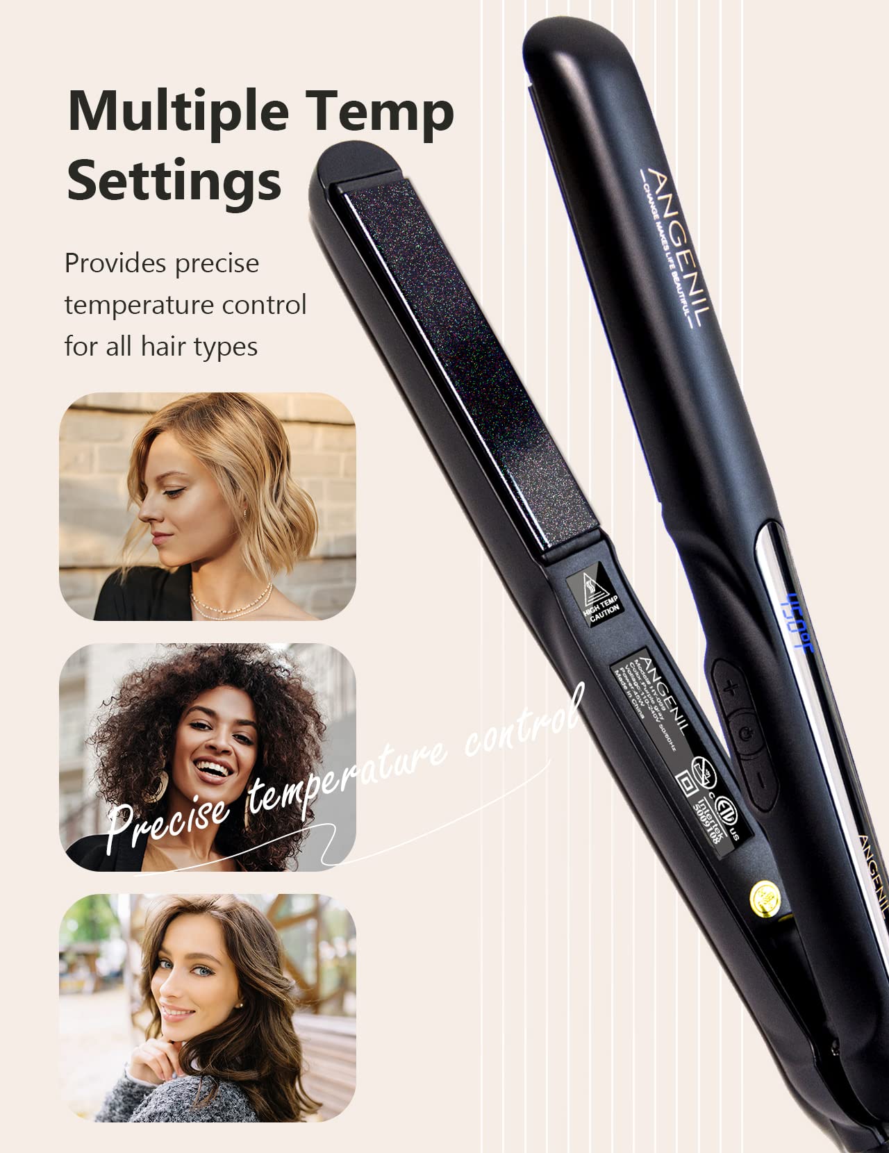 ANGENIL Argan Oil Flat Iron Hair Straightener and Curler 2 in 1, Portable Travel Hair Straightening Curling Iron, Professional F