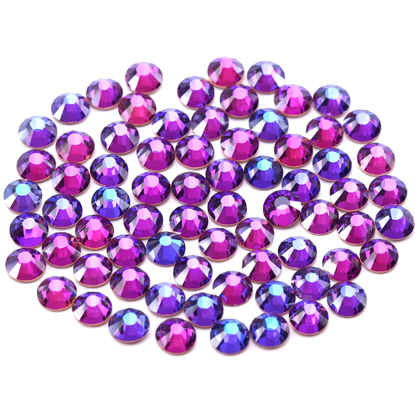 Novani Purple Rhinestones, Flatback Loose Crystal Gemstones 1440pcs Glass Rhinestone for Clothes Shoes Crafts Makeup Nail Art an