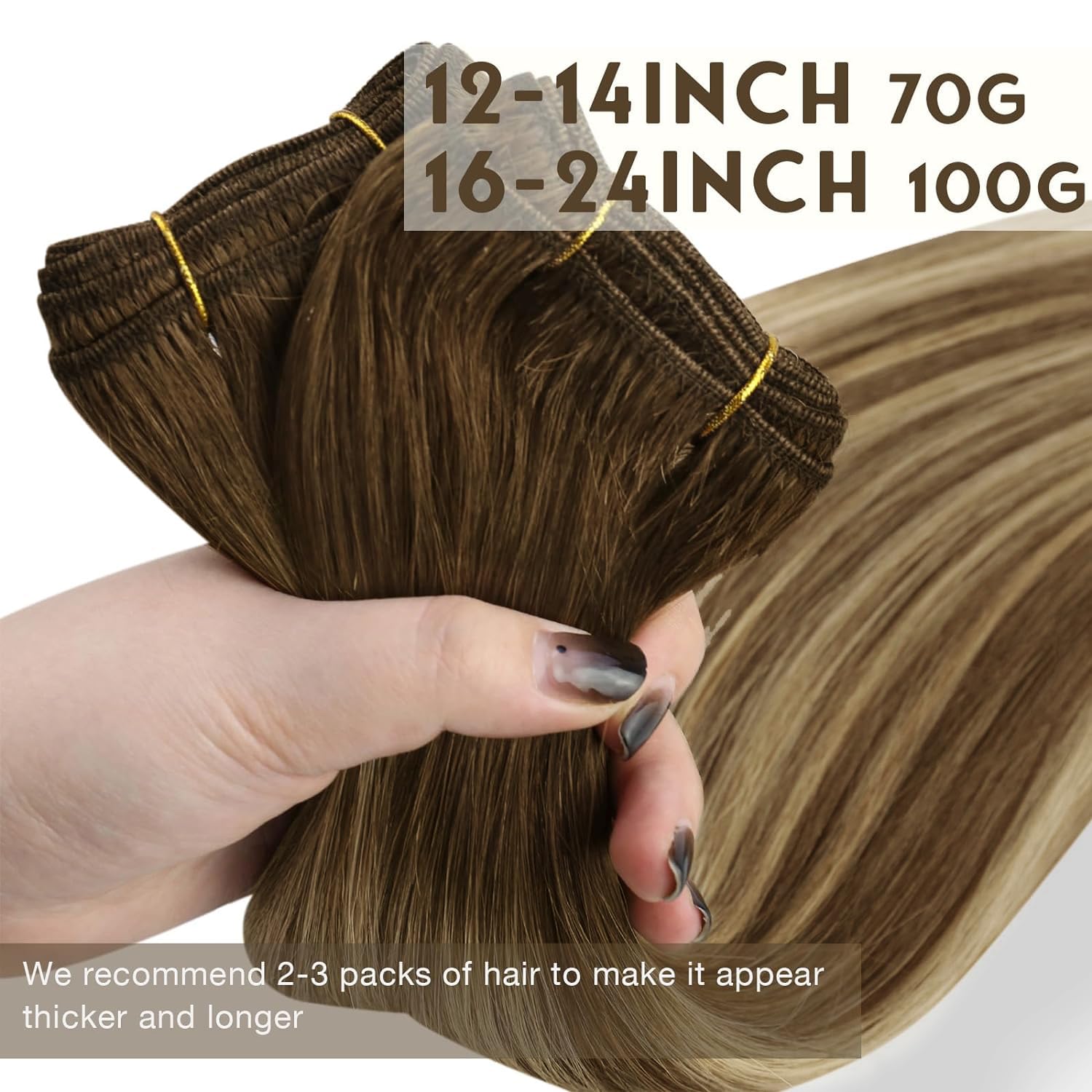 Sunny 24Inch Sew In Hair Extensions Real Human Hair Brown Balayage Weft Human Hair Extensions Brown Blonde Human Hair Sew In Ext