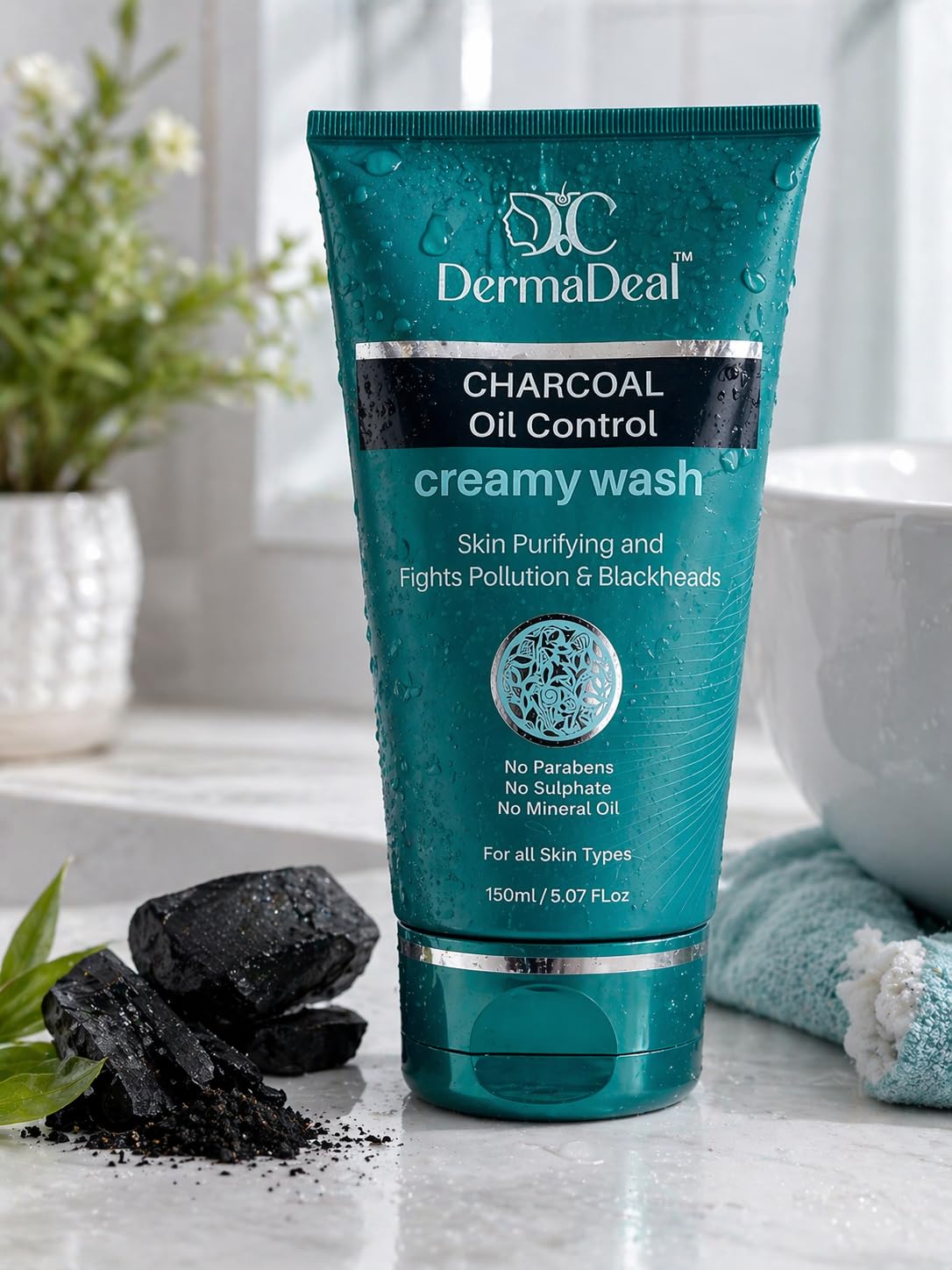 Derma Deal Charcoal Face Wash For Men & Women | Activated Charcoal Deep Cleanser For Oily Skin | Oil Control, Pore Cleansing & P
