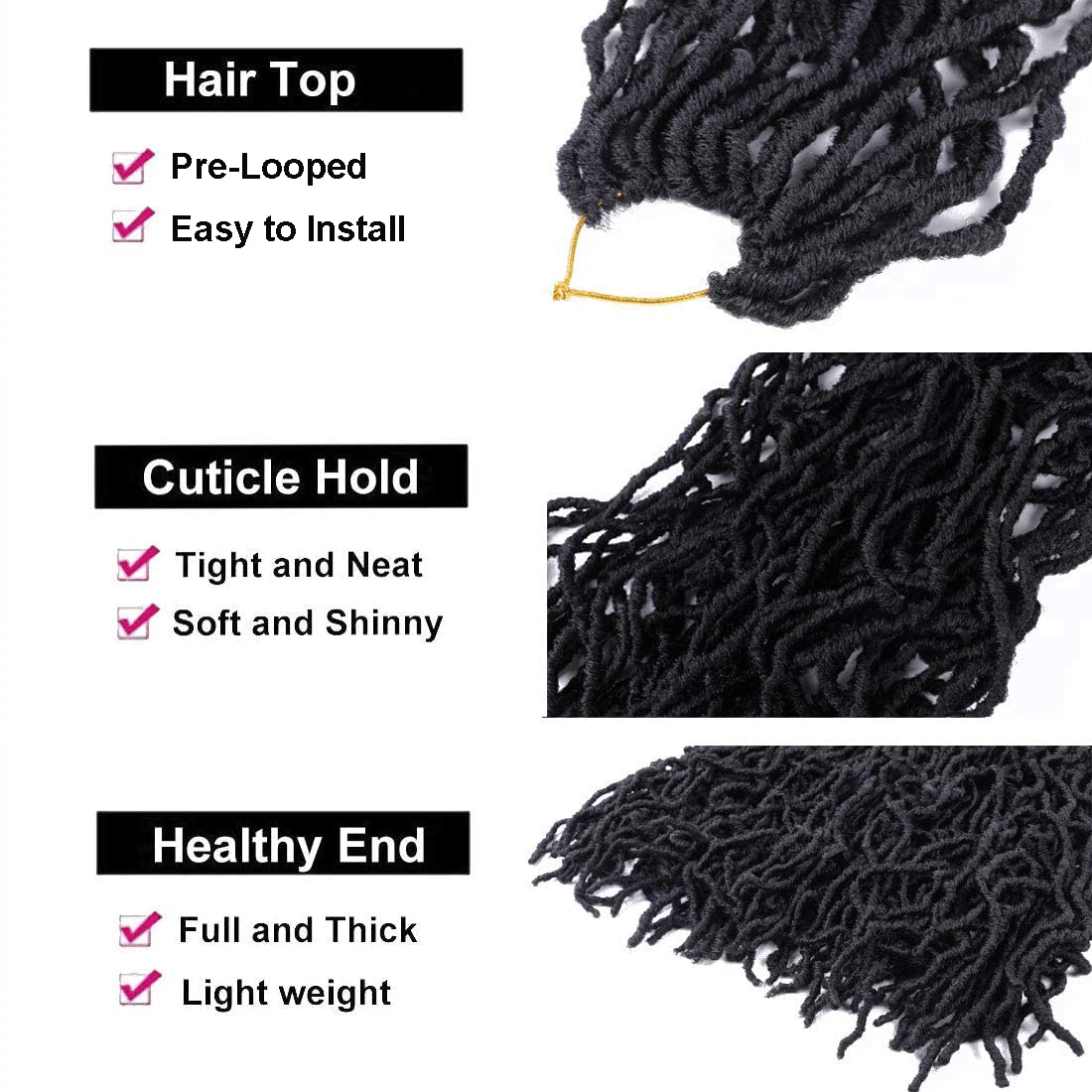 24 Inch Soft Locs Crochet Hair Pre Looped 6 Packs Faux Locs Crochet Braids Goddess Locs Dreadlocs Synthetic Hair For Black Women