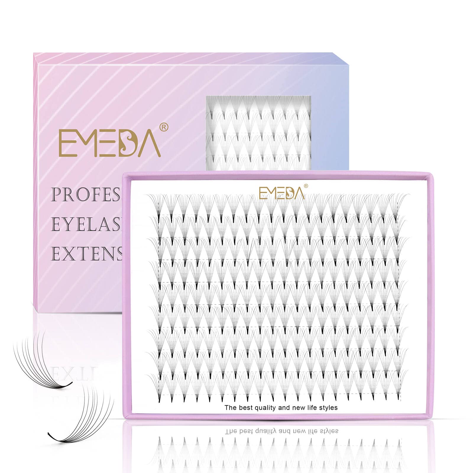 EMEDA 180 Fans Premade Fans Eyelash Extensions Thin Base 8D Stable D Curl Pointy Base Premade Lash Extensions Fans Pre Fanned Vo