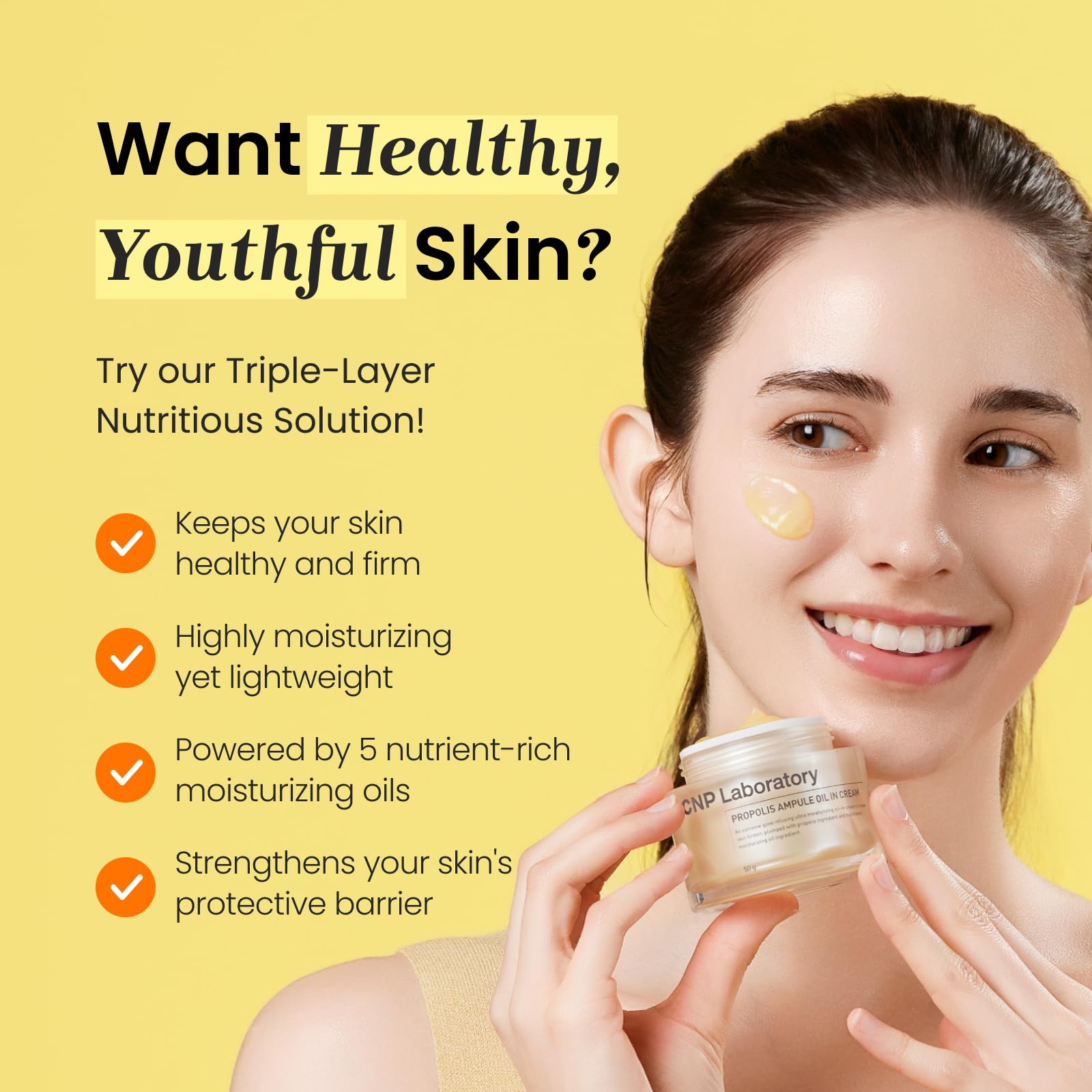 Cnp Propolis Ampule Oil-In-Cream - Moisturizing Cream With Propolis Extract, 5 Oil Blend, Ceramide & Hyaluronic Acid For Firm &