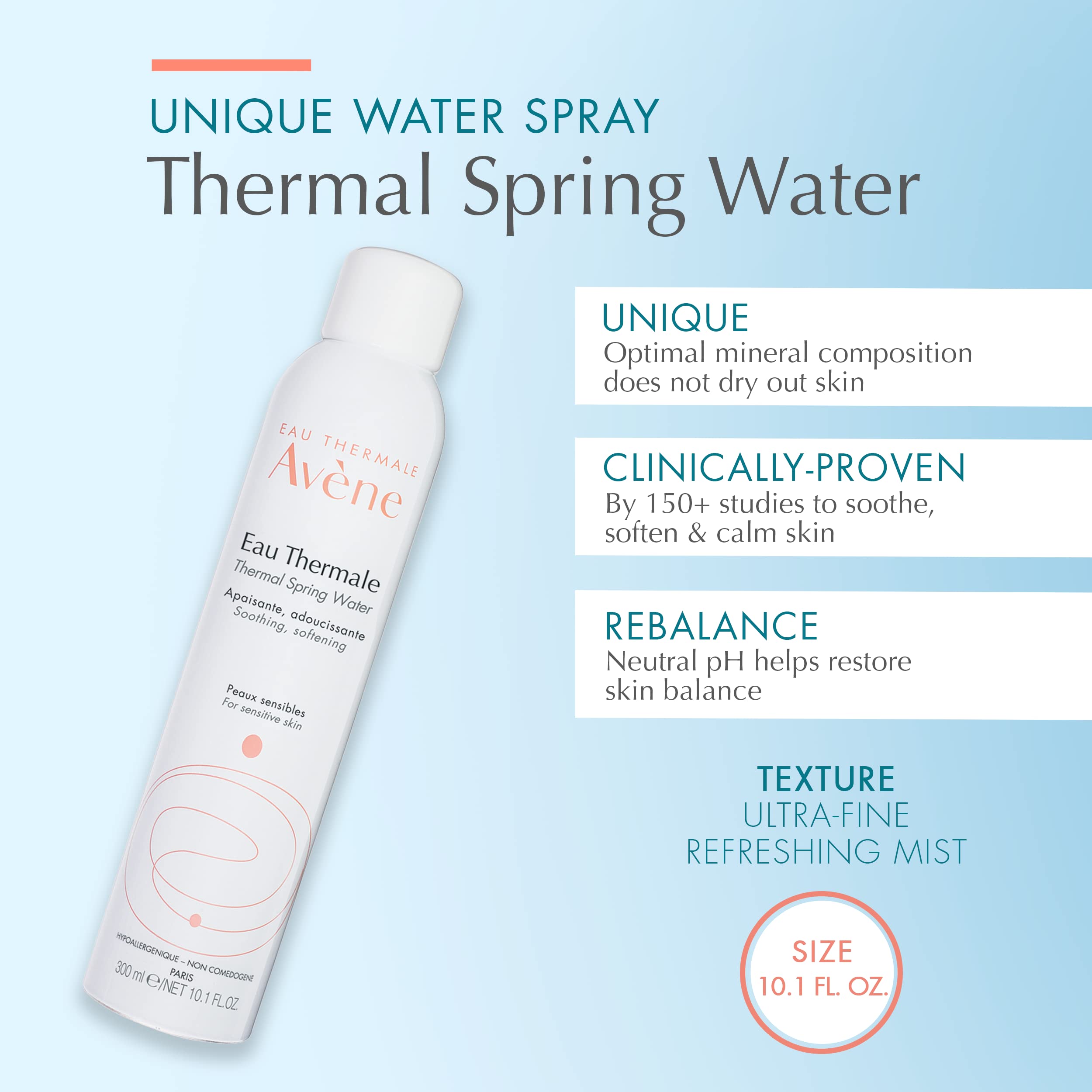 Eau Thermale Avne Thermal Spring Water, Soothing Calming Facial Mist Spray For Sensitive Skin - 10.1 Fl Oz (Pack Of 2)
