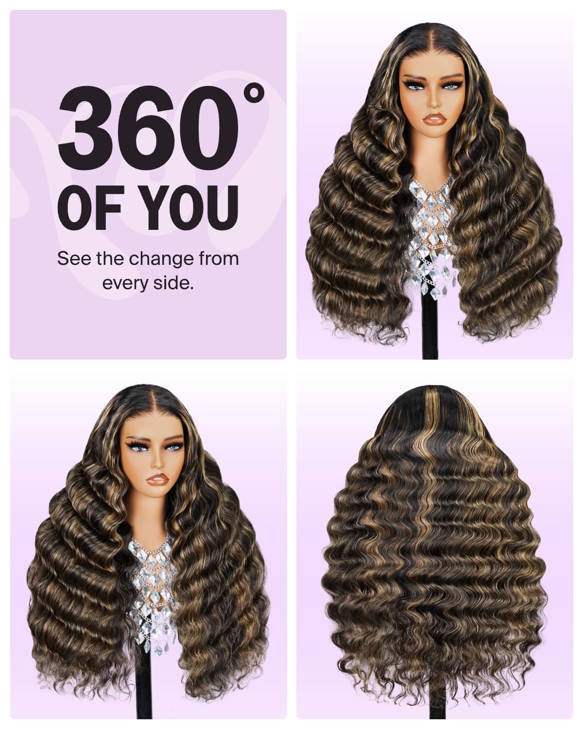 Megalook Balayage Glueless Wigs Human Hair 220% Density Wear And Go Loose Wave Wig Pre Cut 6X5 Hd Closure Wig Highlight Lace Fro