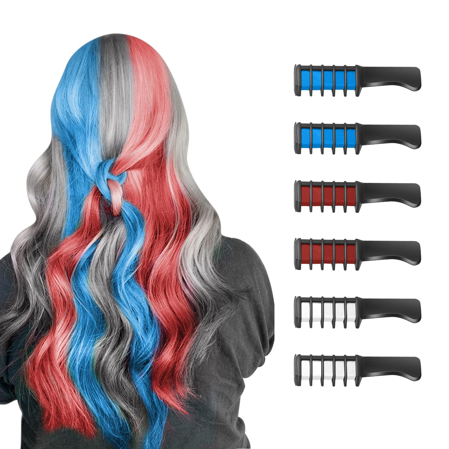 New Hair Chalk Comb Temporary Hair Color Dye for Girls Kids with Light Color Hair, Washable Hair Chalk for Girls Age 4 5 6 7 8 9