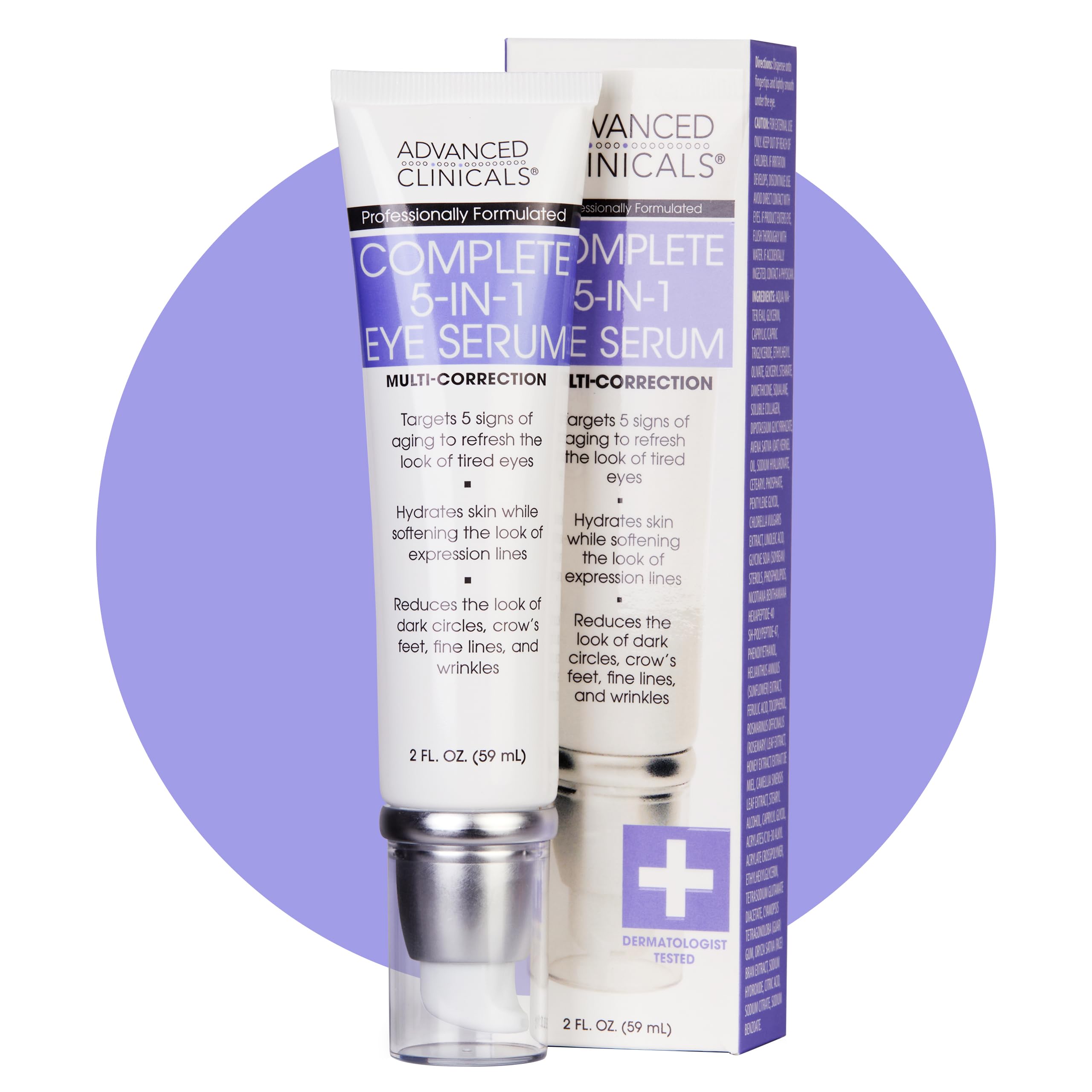 Advanced Clinicals 5-in-1 Eye Serum | Multi-Benefit Visible Anti Aging Under Eye Serum Face Moisturizer Reduces Appearance Of Da