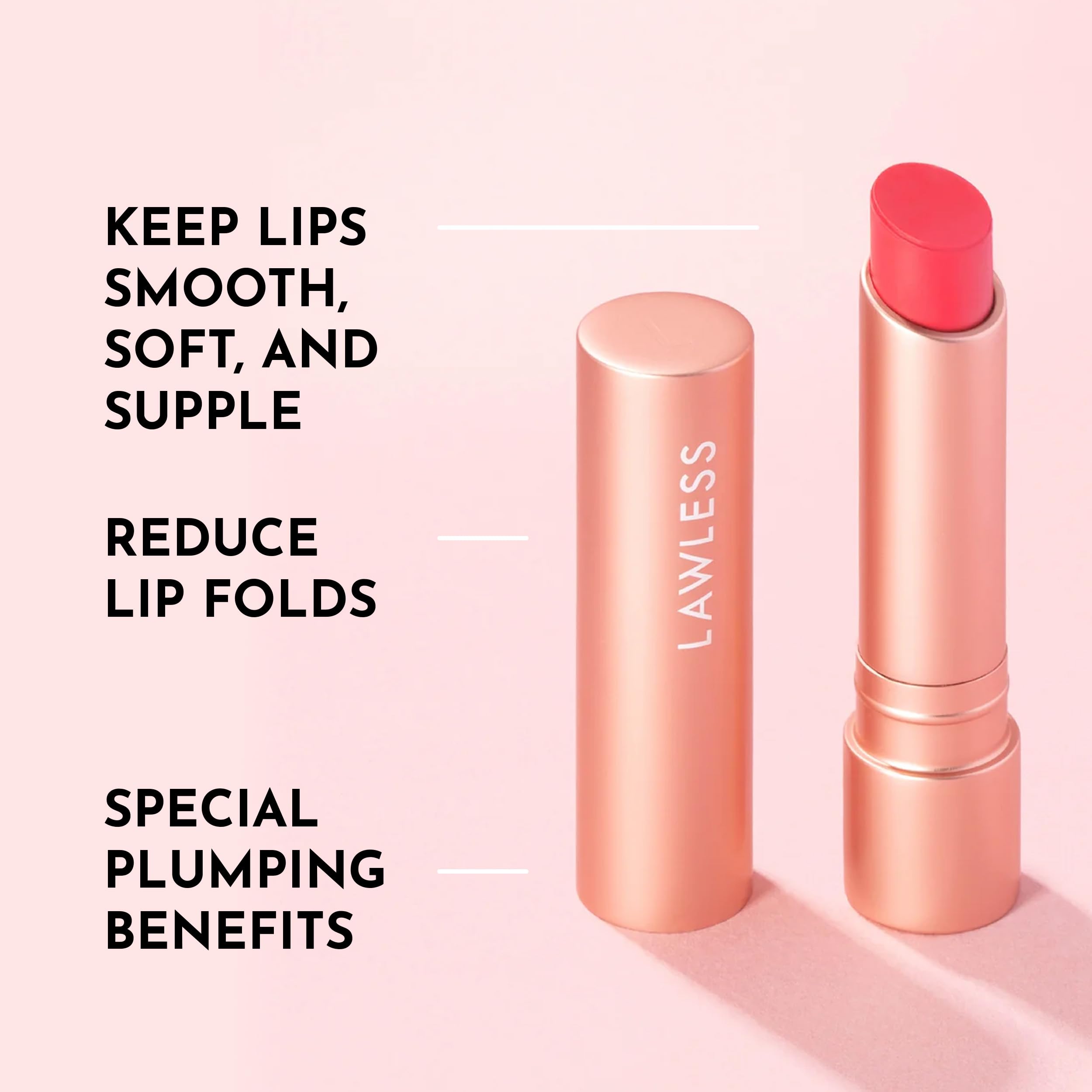 Lawless Forget The Filler Lip Plumping Line Smoothing Tinted Balm, Juicy Watermelon, Pink, 0.1 Ounce / 2.9 Ml