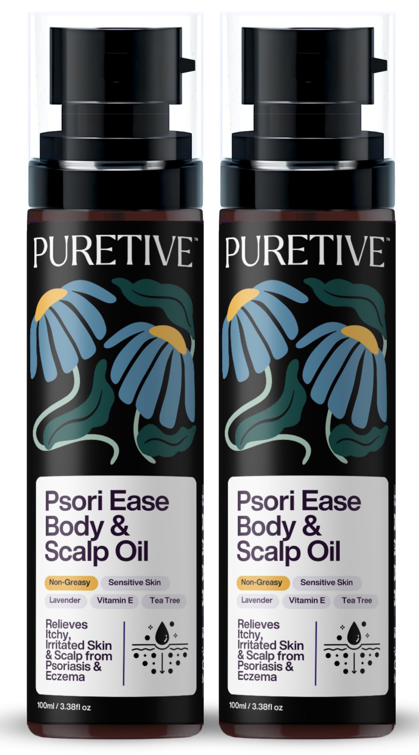 Puretive Psori Care Body & Scalp Oil | Relieves Itching, Redness & Dryness | Fast-Absorbing, Non-Greasy | Soothes Eczema, Psoria