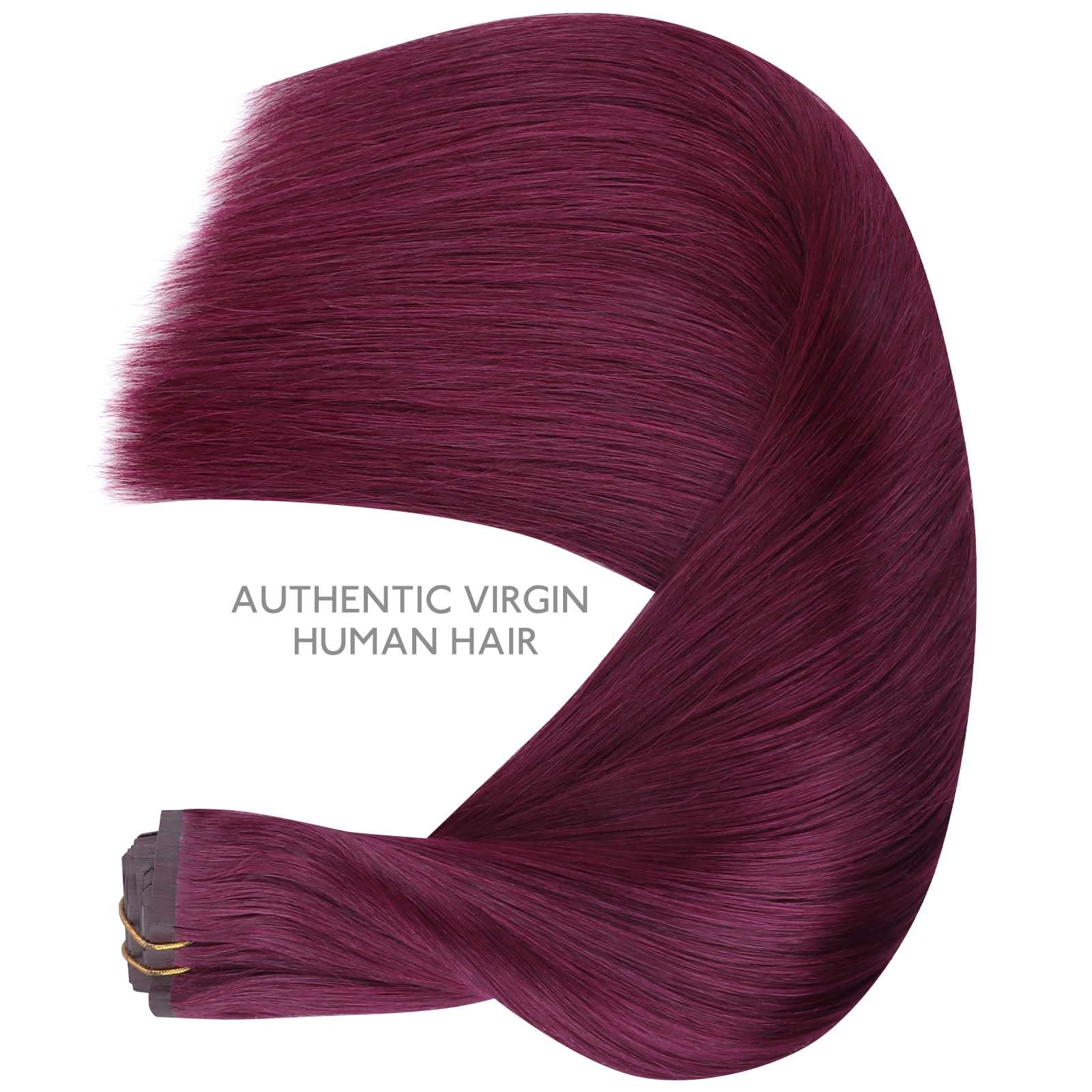 Wennalife Seamless Clip In Hair Extensions Human Hair, 18 Inch 130G 7Pcs Light Burgundy Real Hair Extensions Clip In Human Hair