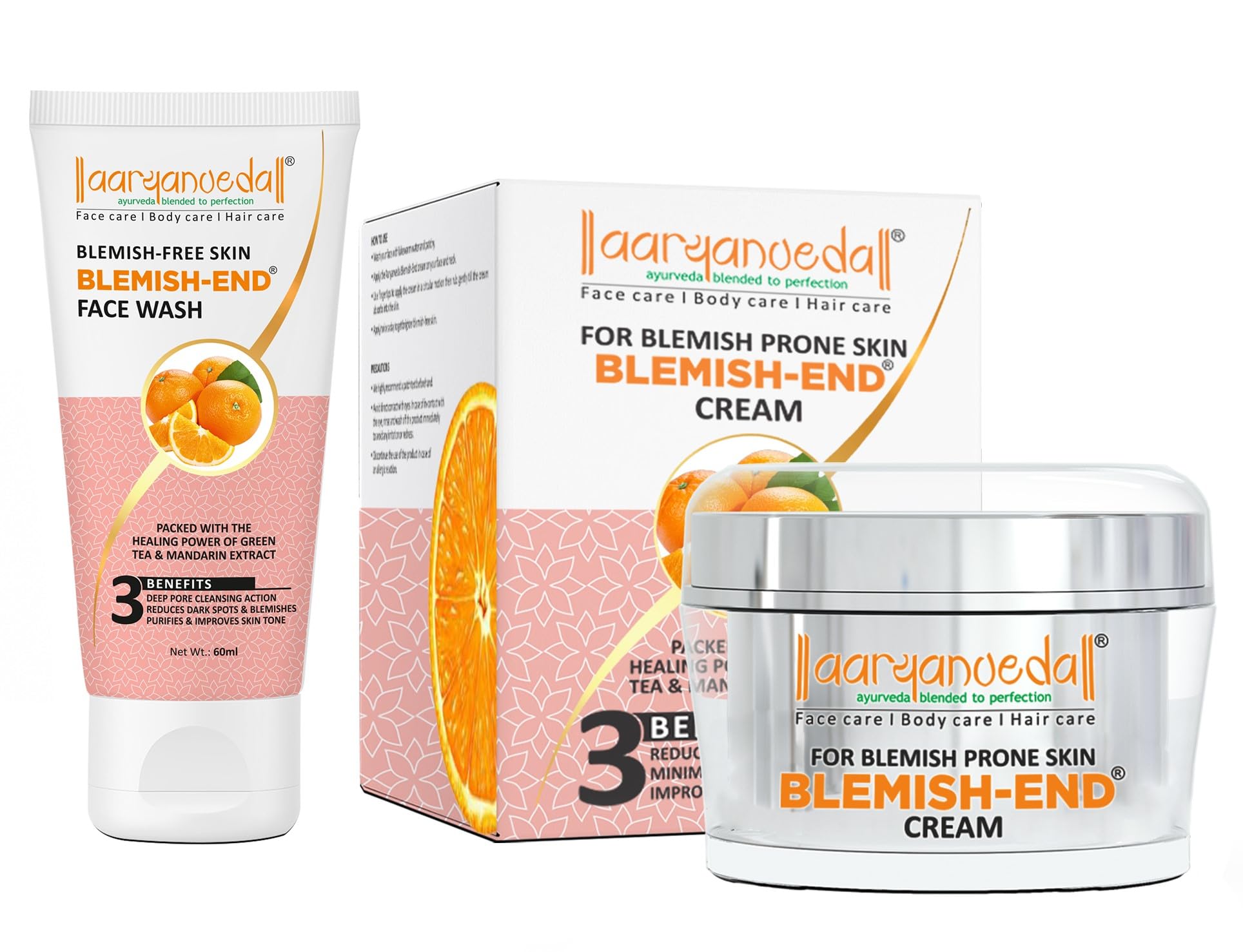 Aryanveda Blemishend Face Wash 100Ml And Blemishend Unisex Anti Blemish And Pigmentation Face Cream For Anti-Ageing, 50Gm
