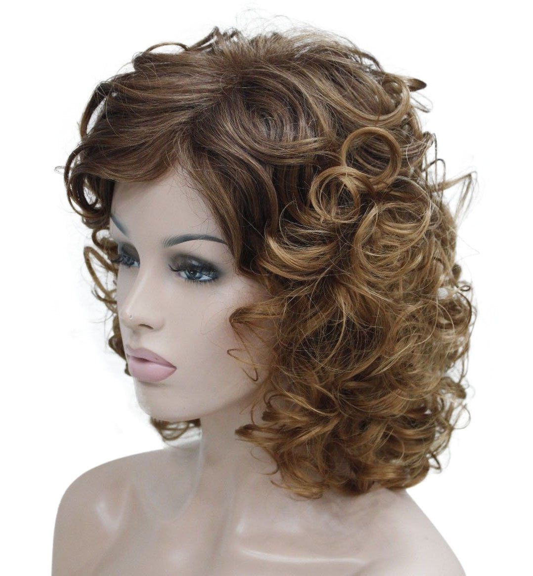 Lydell Short Soft Super Curly Synthetic Wigs Layered Natural Movement Dark Auburn And Strawberry Blonde Mix