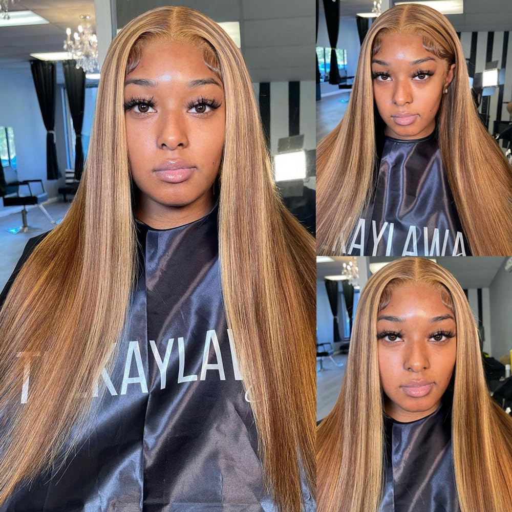 Metamuclia Honey Blonde 13X4 Hd Lace Front Wig Human Hair Highlight Straight Lace Frontal Wigs Human Hair Pre Plucked 20 Inch 18