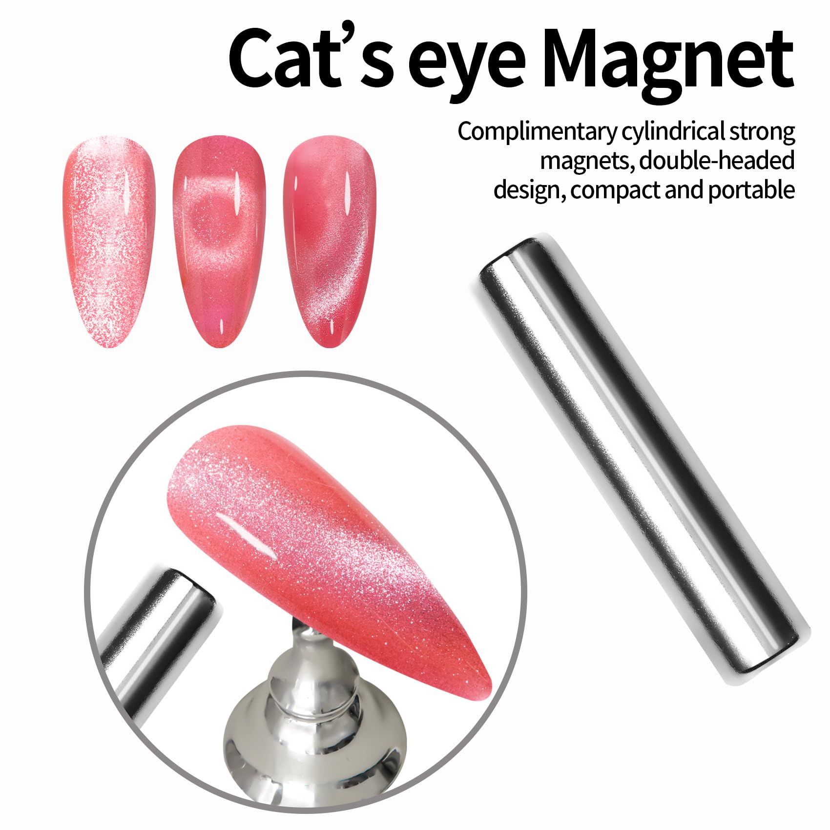 Maychao 15Ml Cat Eye Gel Nail Polish 1Pc Candy Pink Gel Polish With Magnet Soak Off Holographic Magnetic Nail Polish For Nail Ar