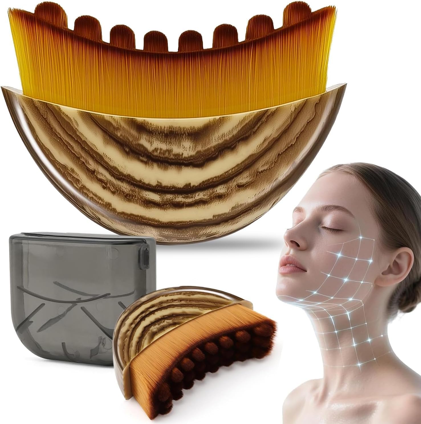 Face Brush  Auraderm Lymphatic Contour Face Brush  Lymphatic Drainage Makeup Brushes For Sculpting & Lifting, AntiPuffiness D