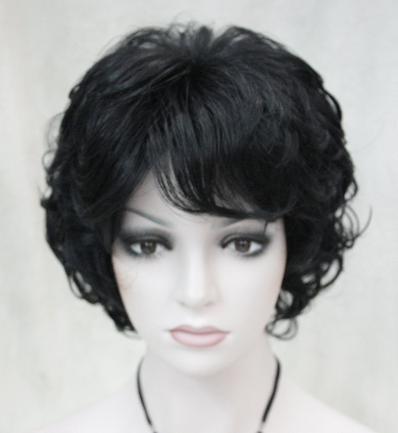 Lydell Women'S Short Curly Wavy Wig Synthetic Hair Full Wig 6 Inches (Black)