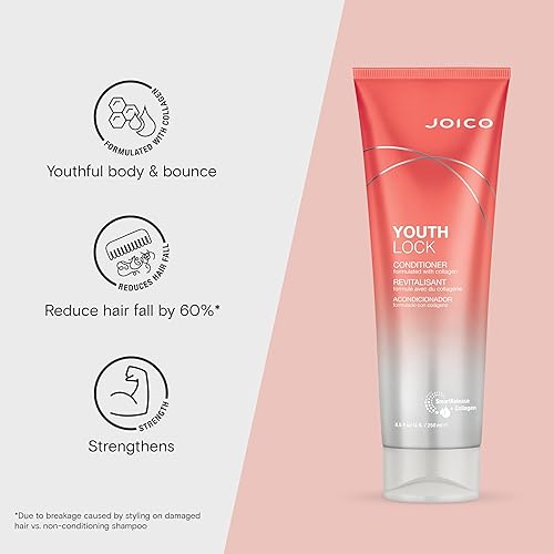 Joico YouthLock conditioner Formulated With collagen  Youthful Body & Bounce  Reduce Breakage & Frizz  Soften & Detangle Hair  B