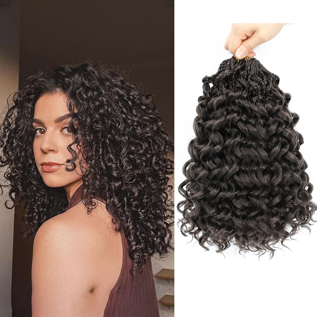 Pretwisted Gogo Curl Crochet Hair 14 Inch 8 Packs Short Curly Crochet Hair For Women Pre Looped Ocean Wave Crochet Hair Water Wa