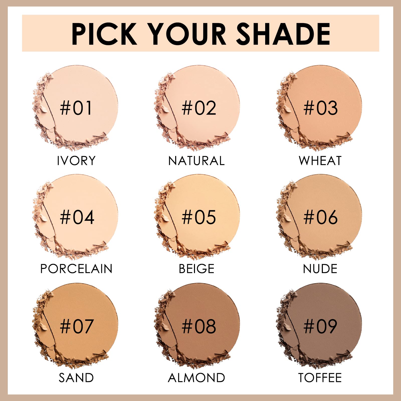 Focallure Flawless Pressed Powder, Control Shine & Smooth Complexion, Pressed Setting Powder Foundation Makeup, Portable Face Po